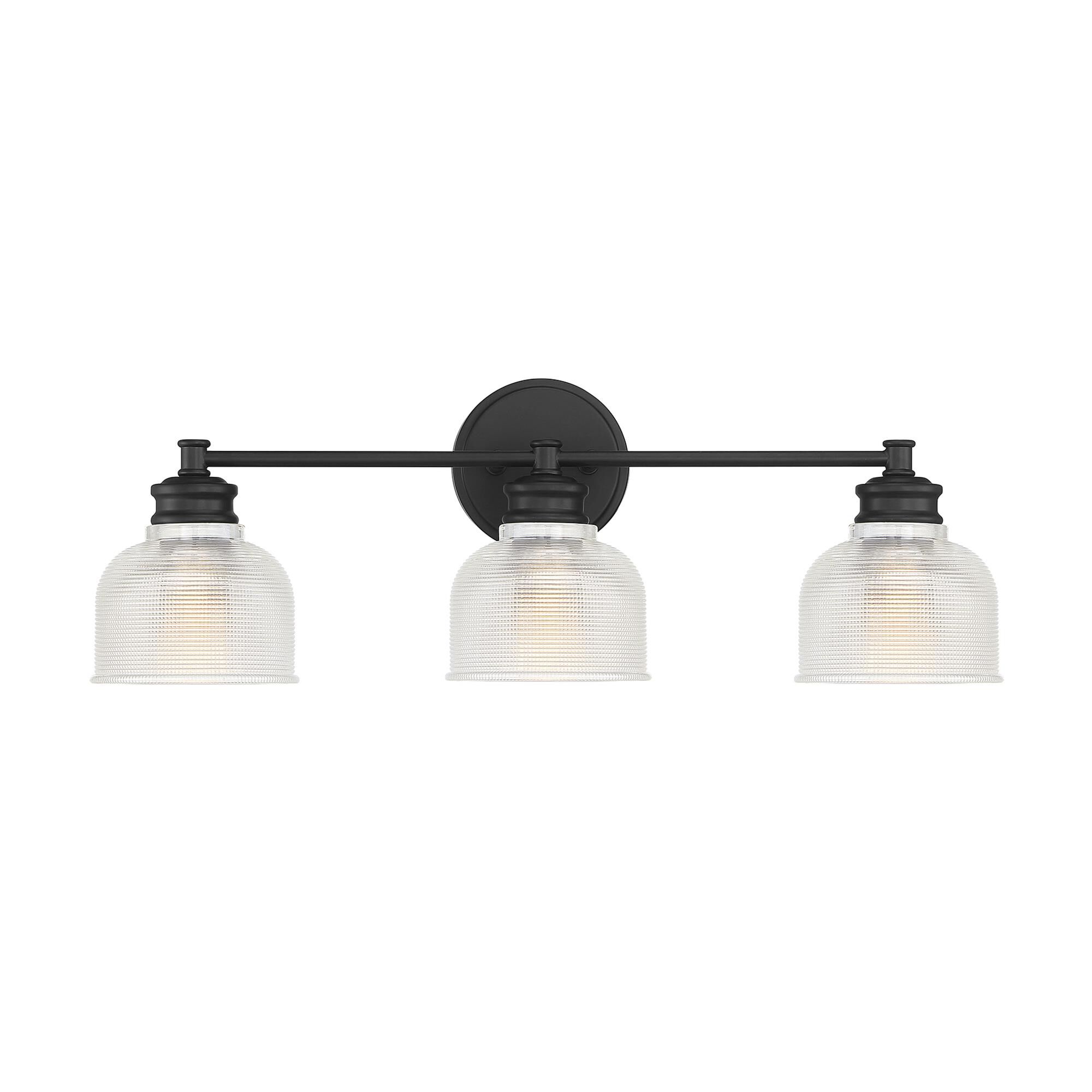 Shown in Matte Black finish and Clear Halophane glass