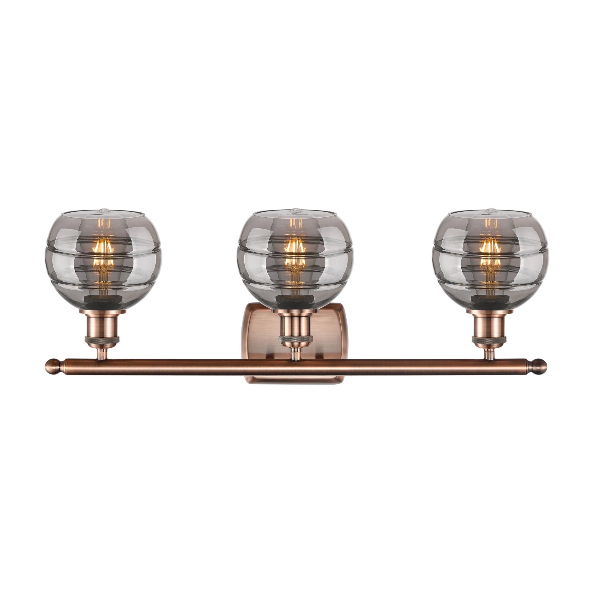 Shown in Antique Copper finish and Light Smoke glass