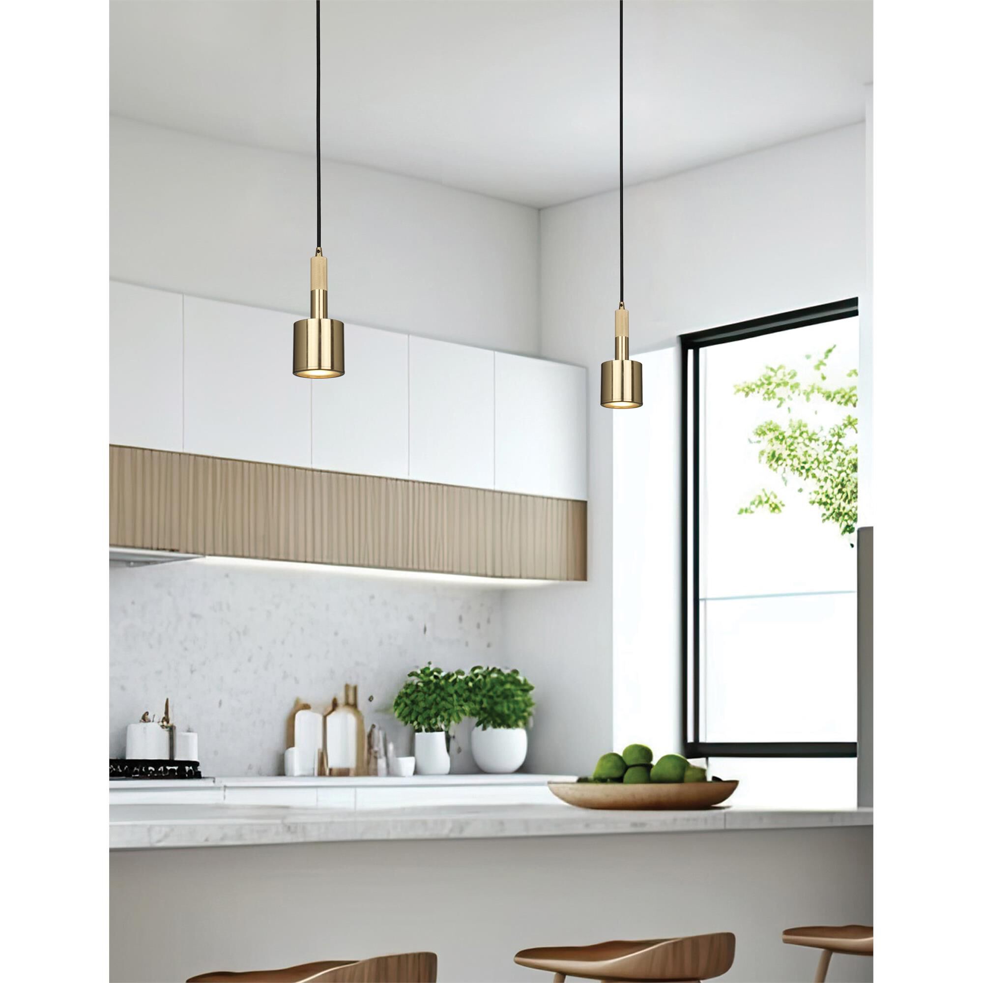Shown in Aged Brass finish and Clear glass