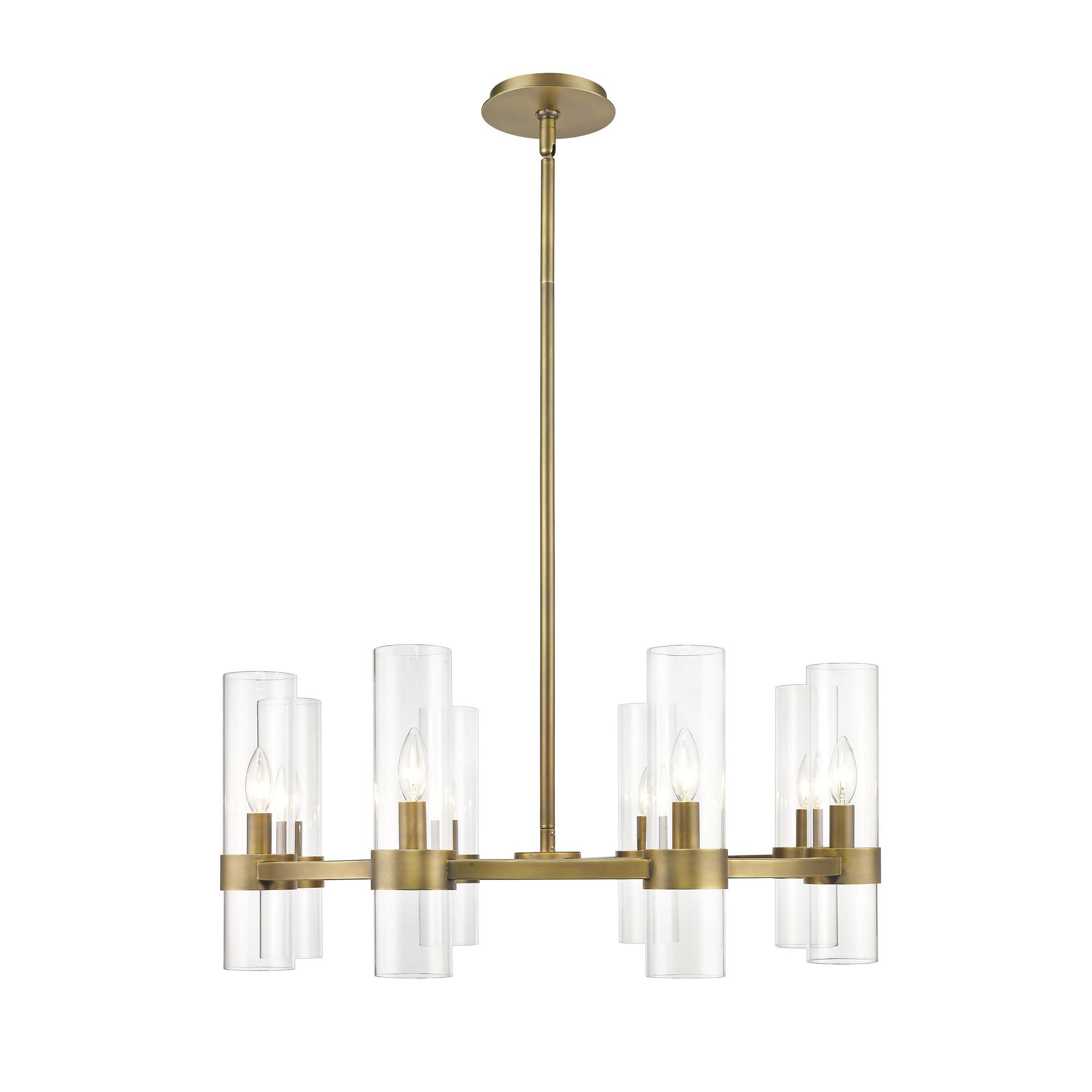 Shown in Rubbed Brass finish and Glass shade