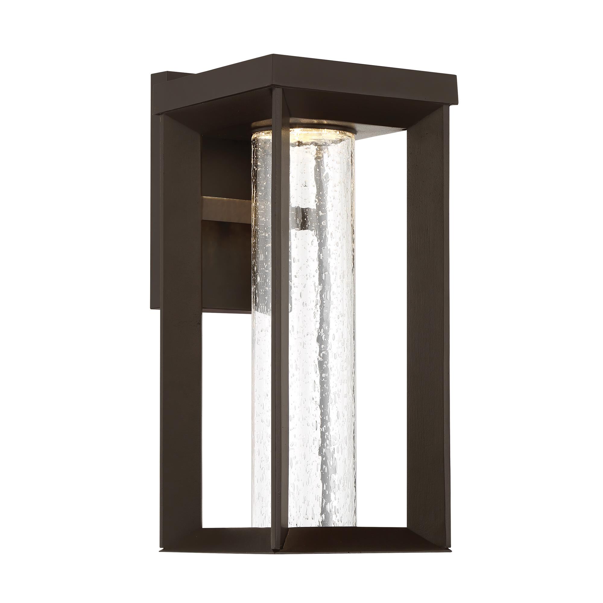 Shown in Oil Rubbed Bronze finish and Clear Optic Ribbed glass