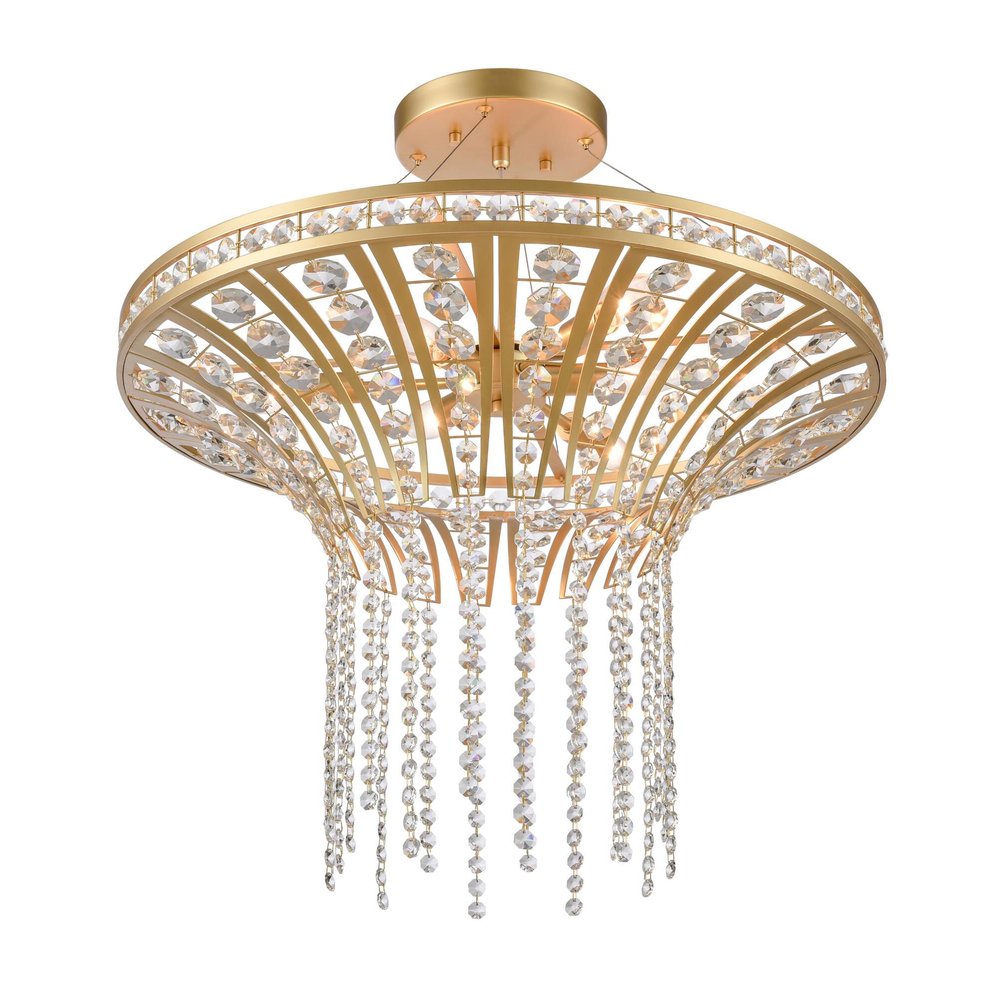 Shown in Gold finish and Champagne Gold Metal with Crystal Strands shade