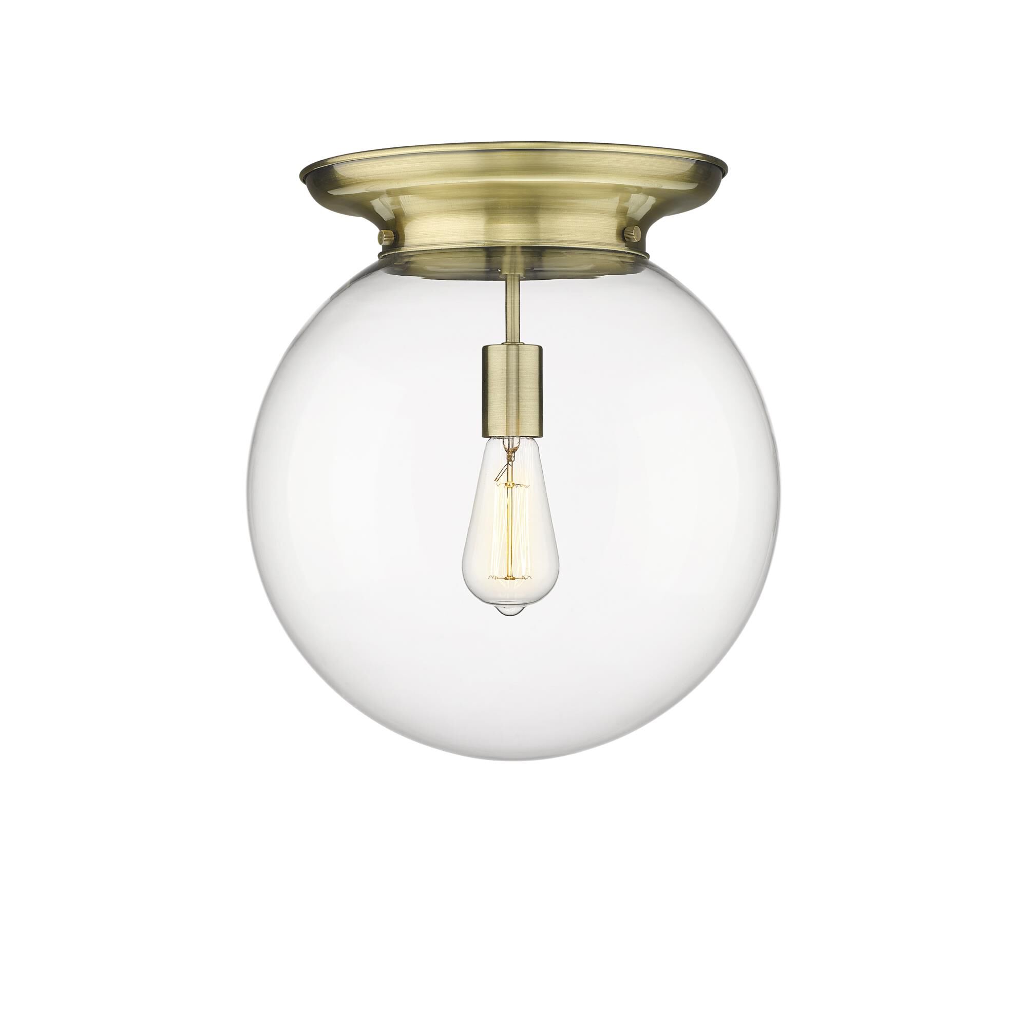 Shown in Antique Brass finish and Clear glass