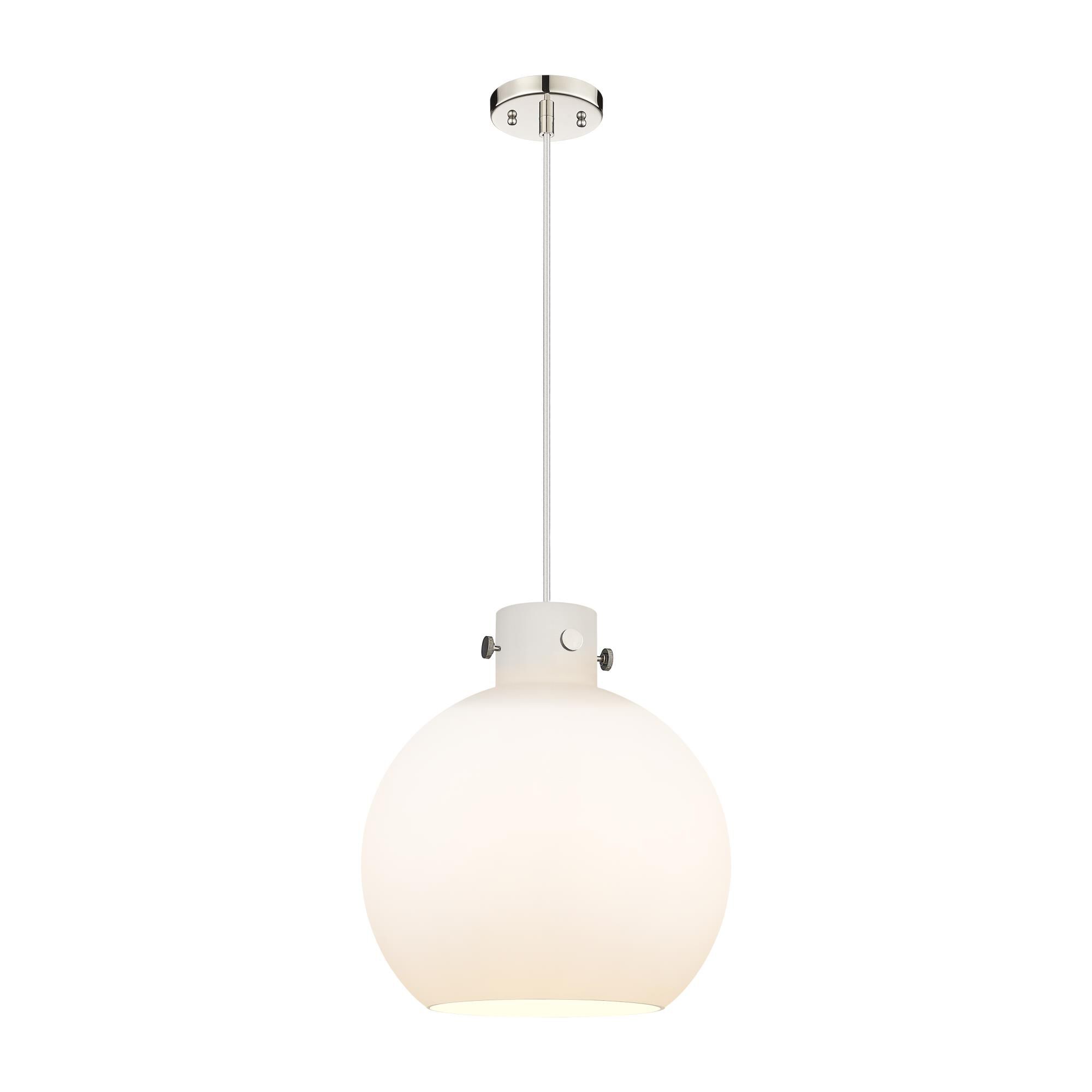 Shown in Polished Nickel finish and Matte White glass and 1 Light accent