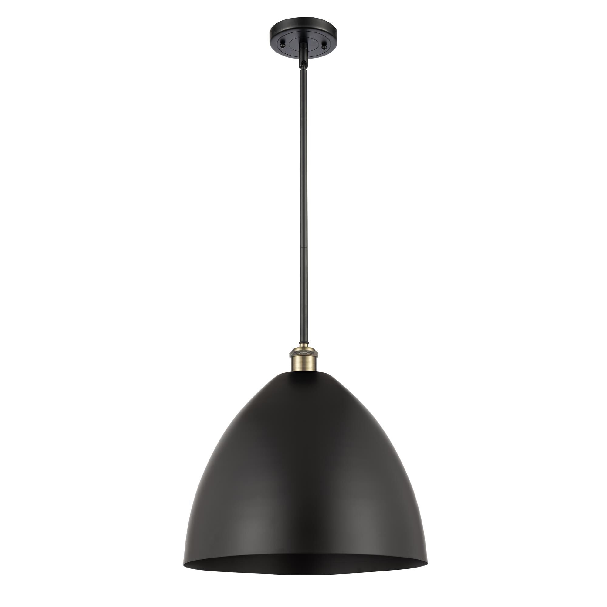 Shown in Black Antique Brass finish and Matte Black Ballston Dome shade