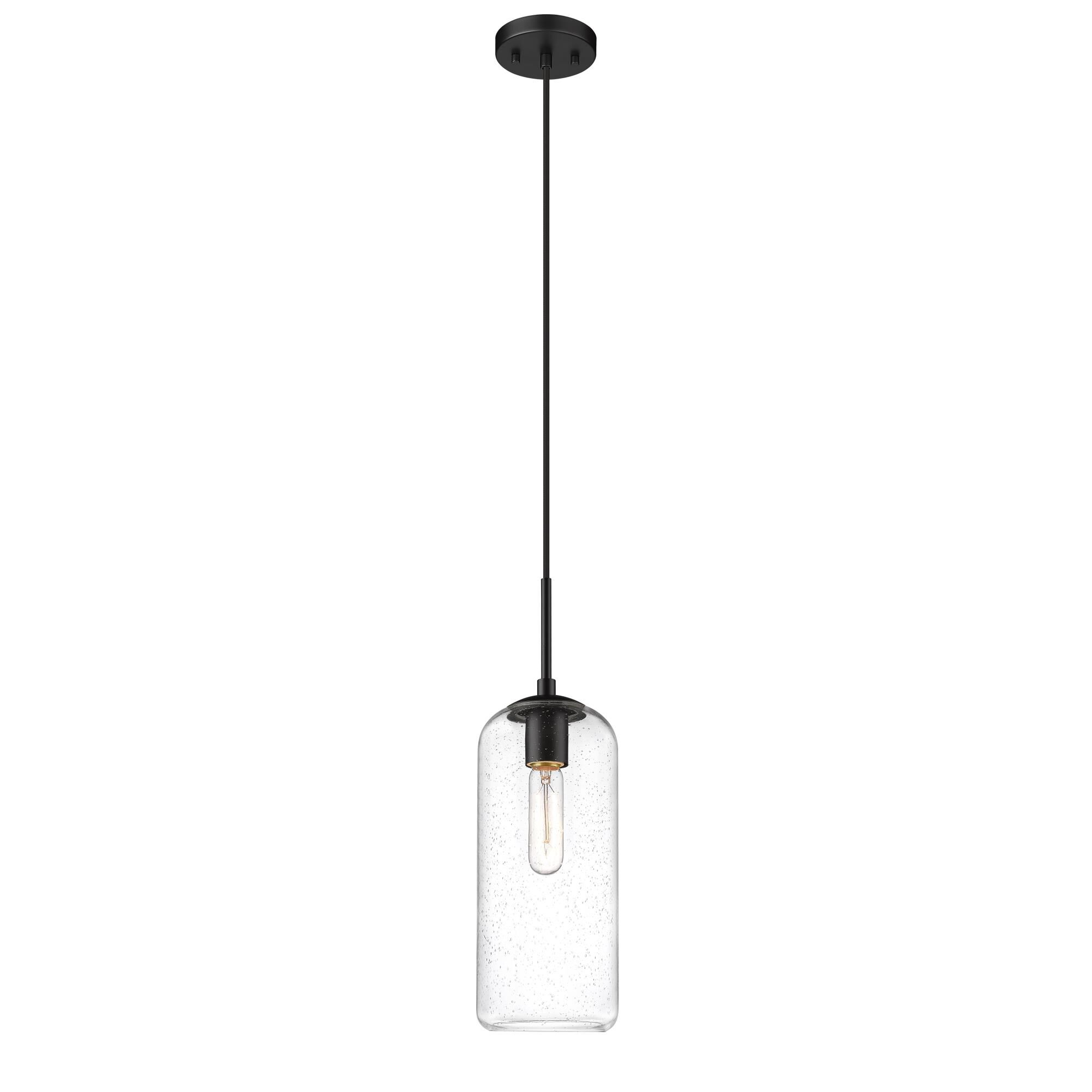Shown in Matte Black finish and Glass shade