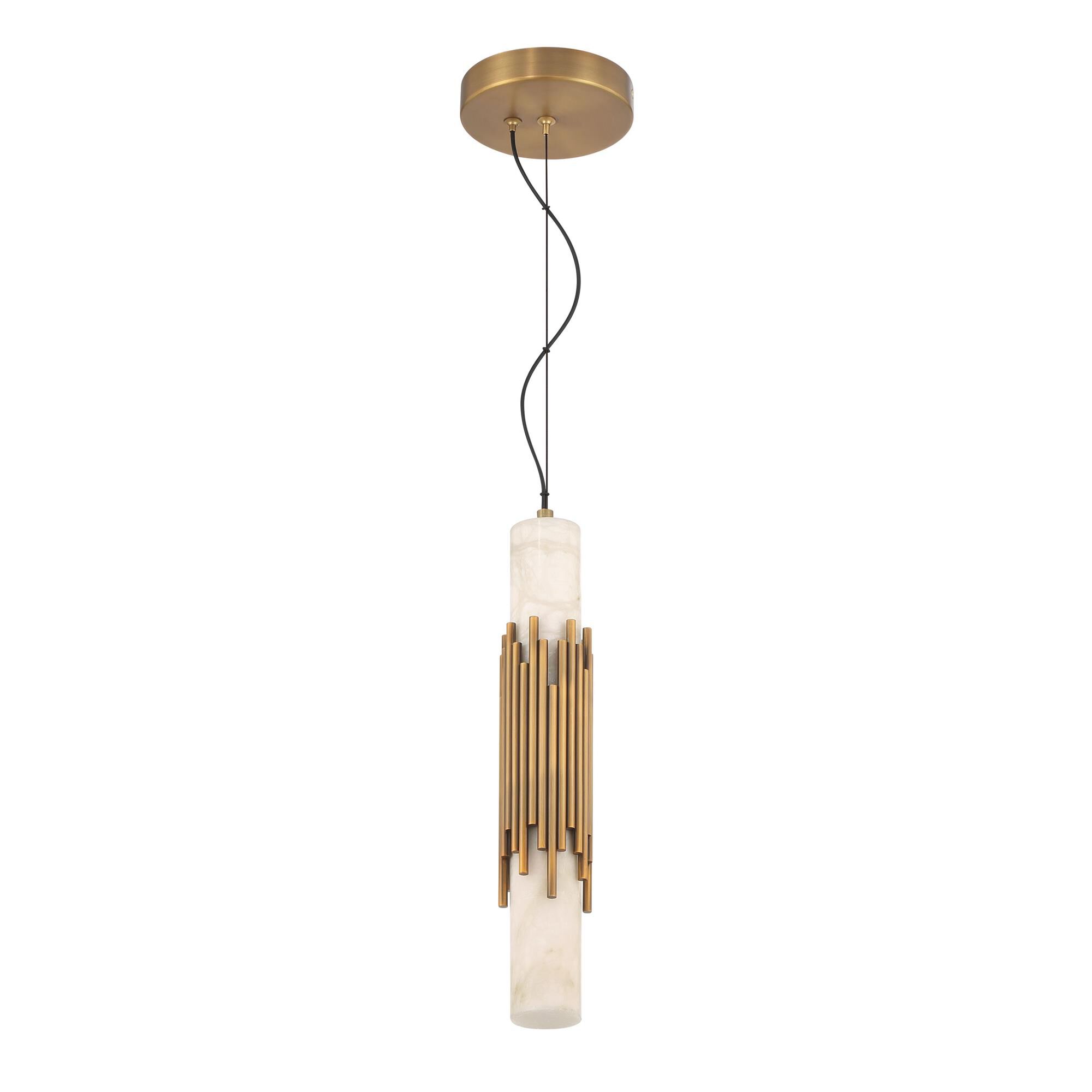 Shown in Antique Brass finish and Alabaster glass