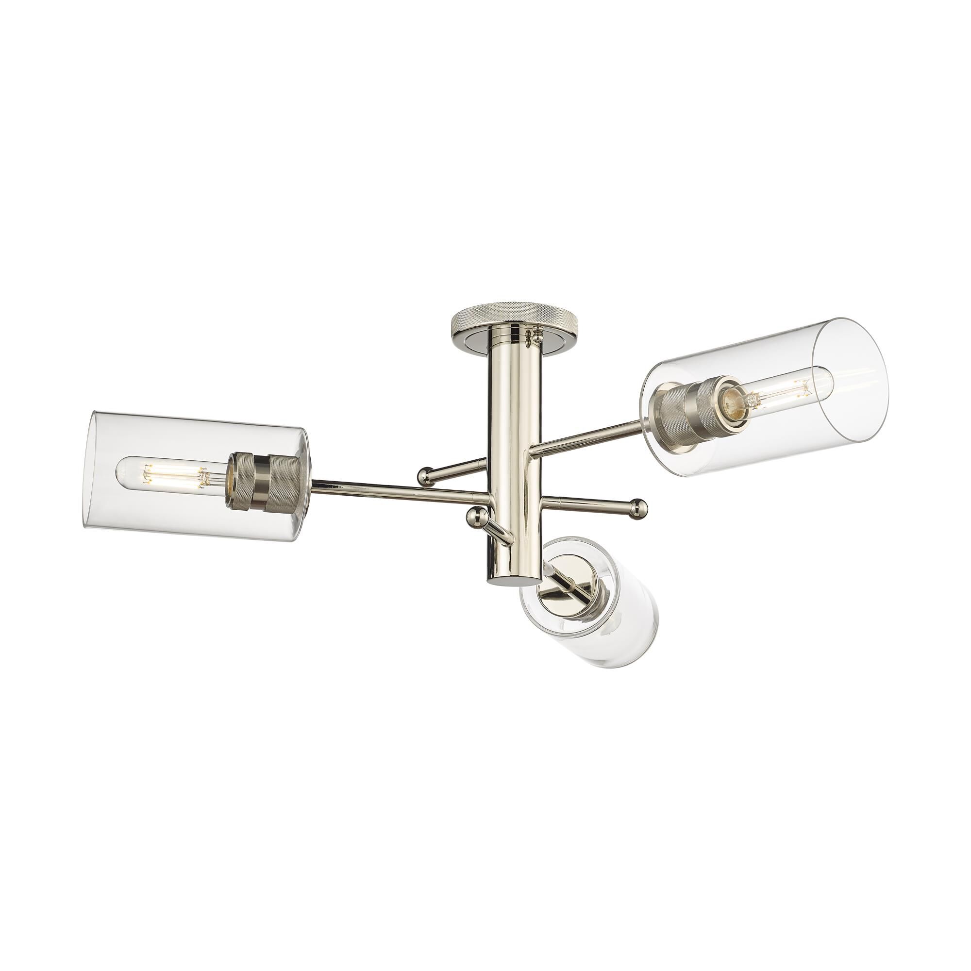 Shown in Polished Nickel finish and Clear glass and Clear Glass shade