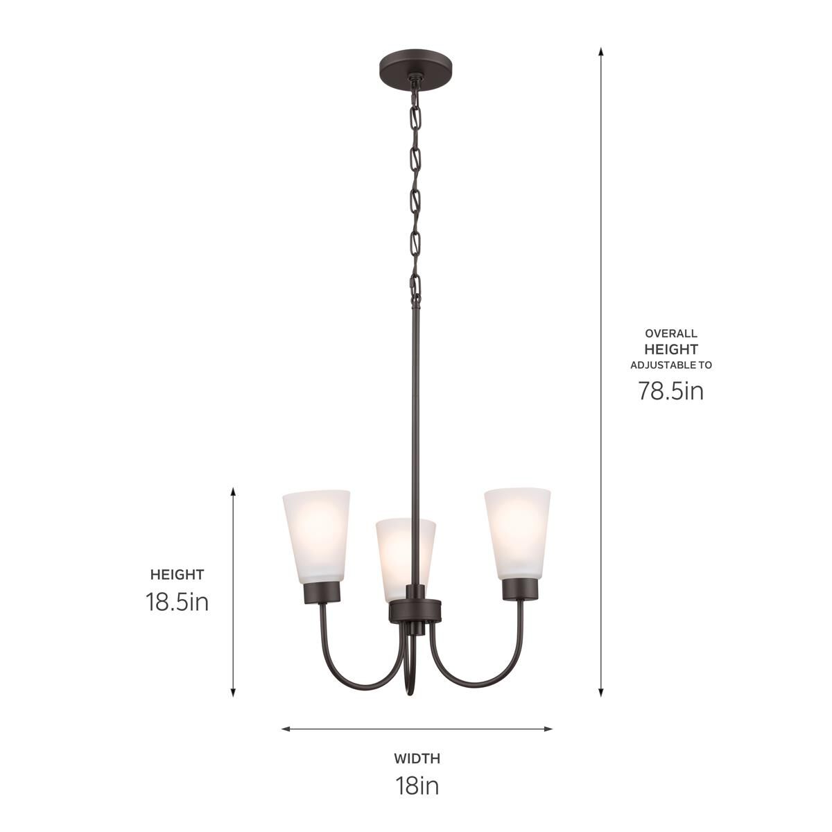Erma 18 Inch 3 Light Mini Chandelier by Kichler Lighting