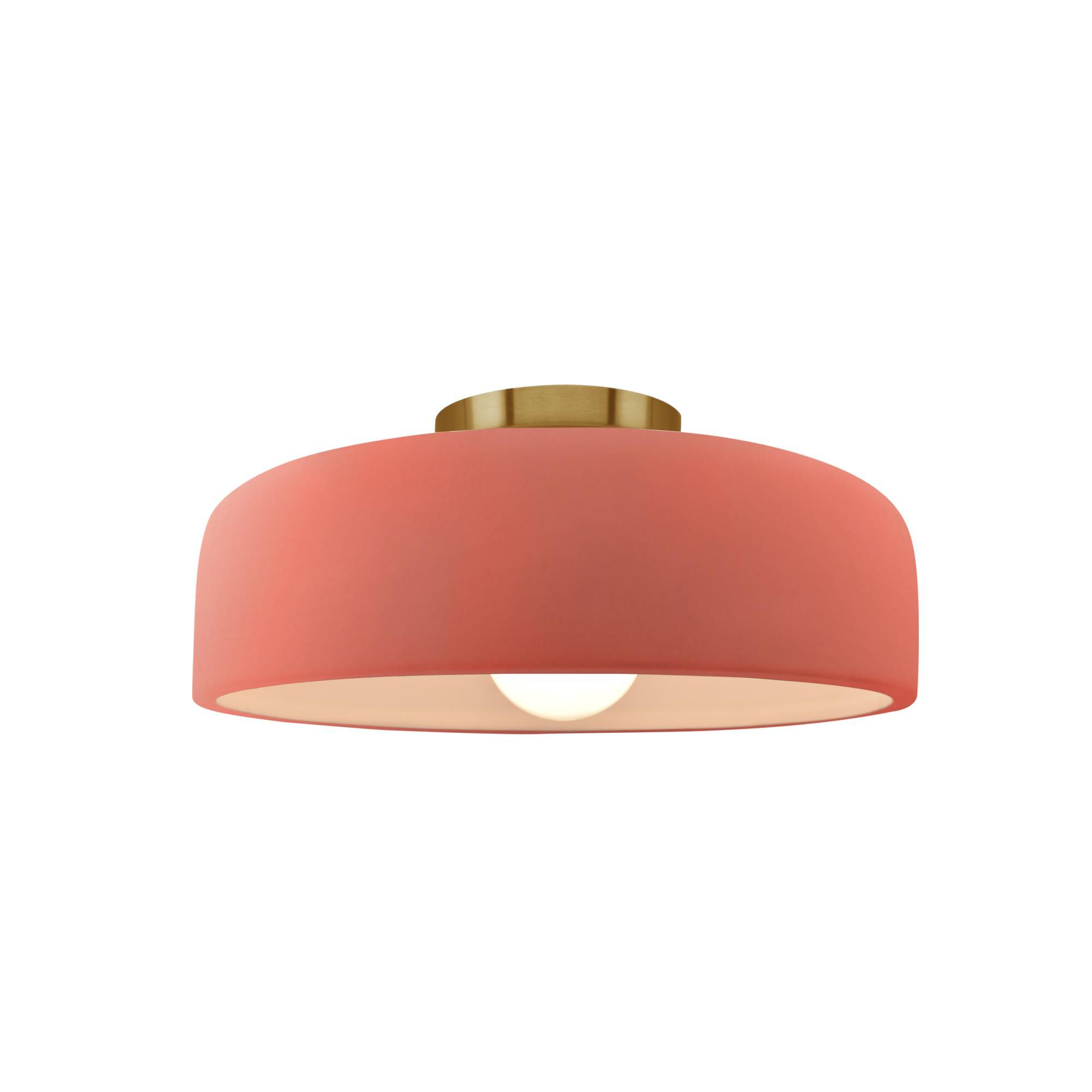 Shown in Brushed Brass finish and Gloss Blush shade