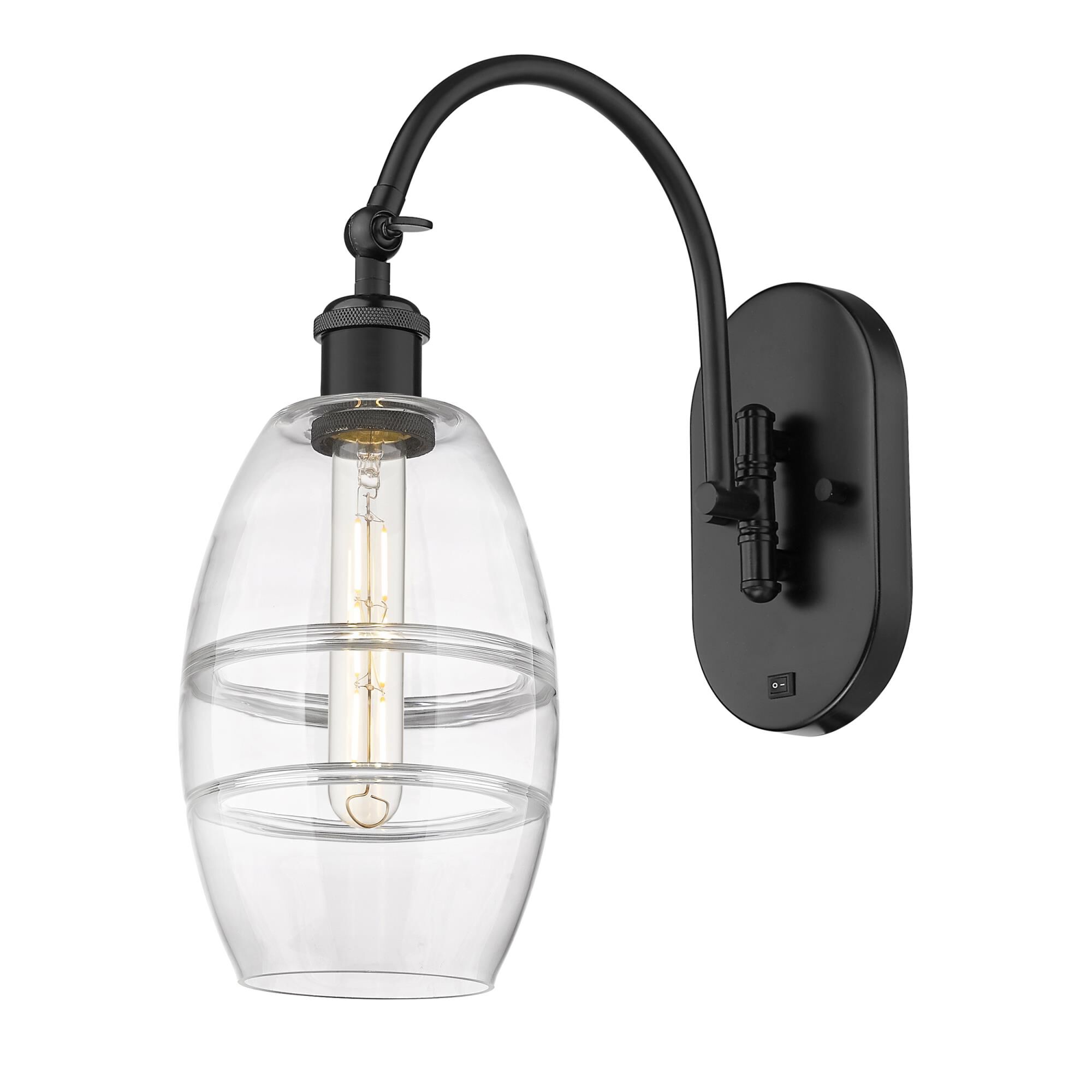 Shown in Matte Black finish and Clear glass