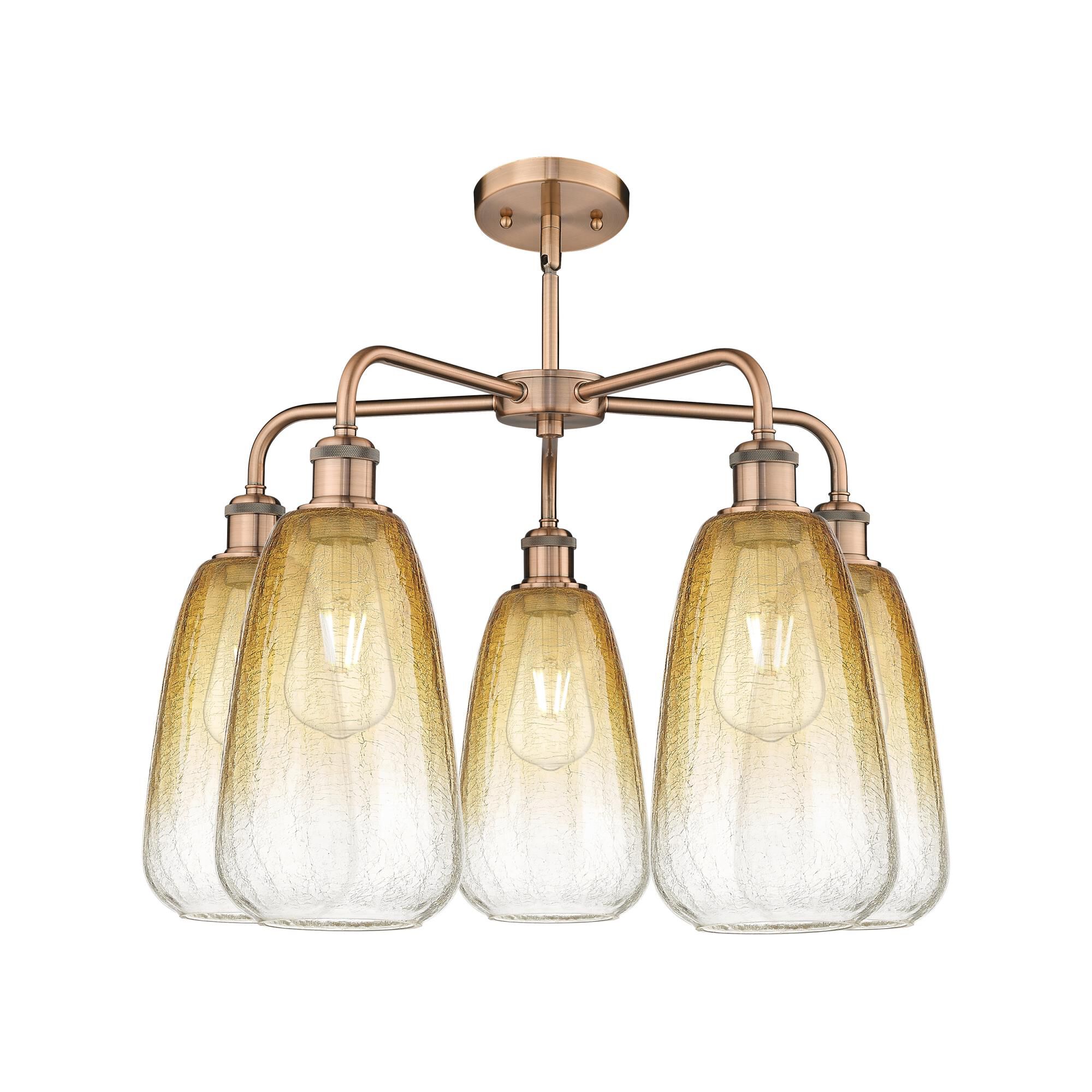 Shown in Antique Copper finish and Amber glass