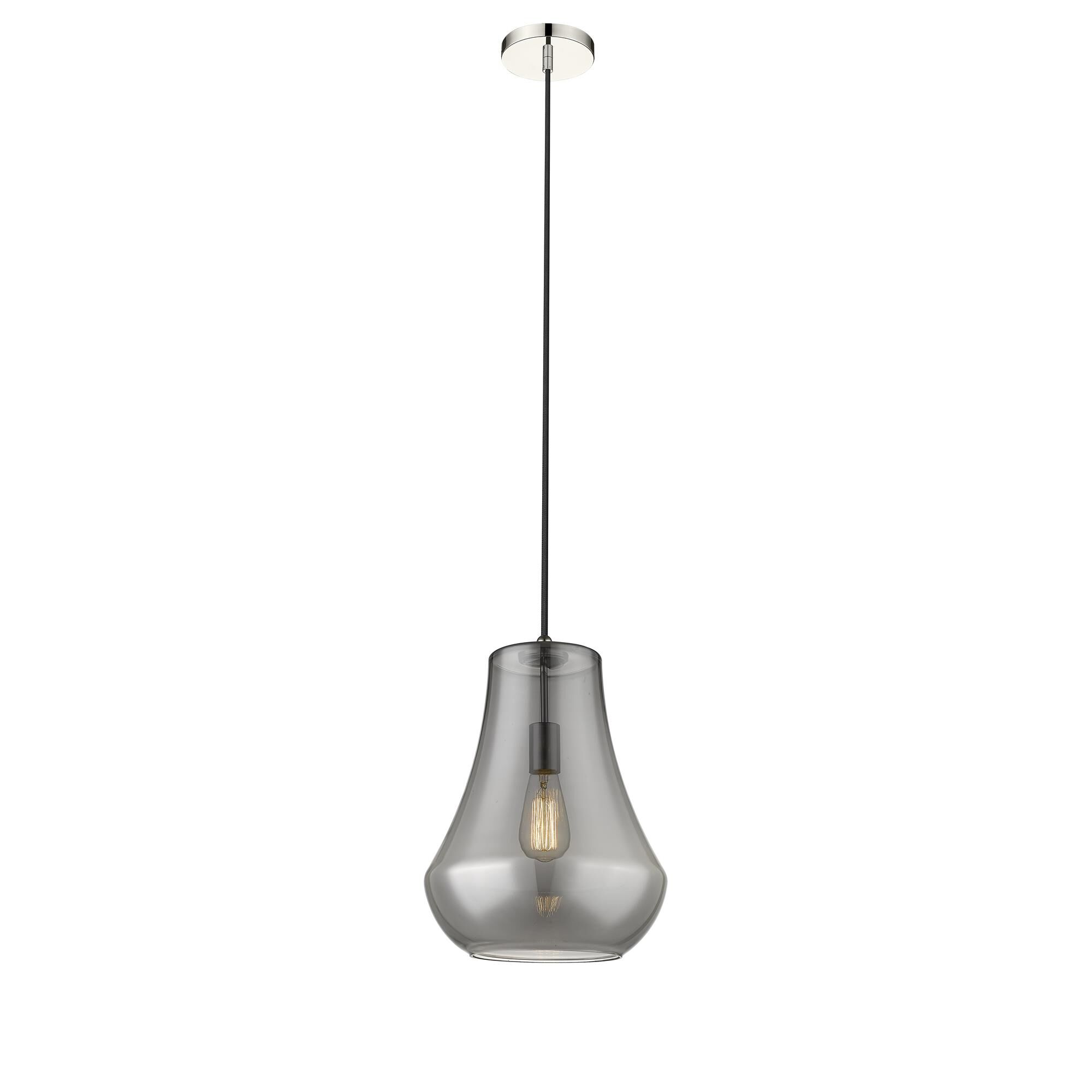 Shown in Polished Nickel finish and Plated Smoke Fairfield glass and No Shade shade