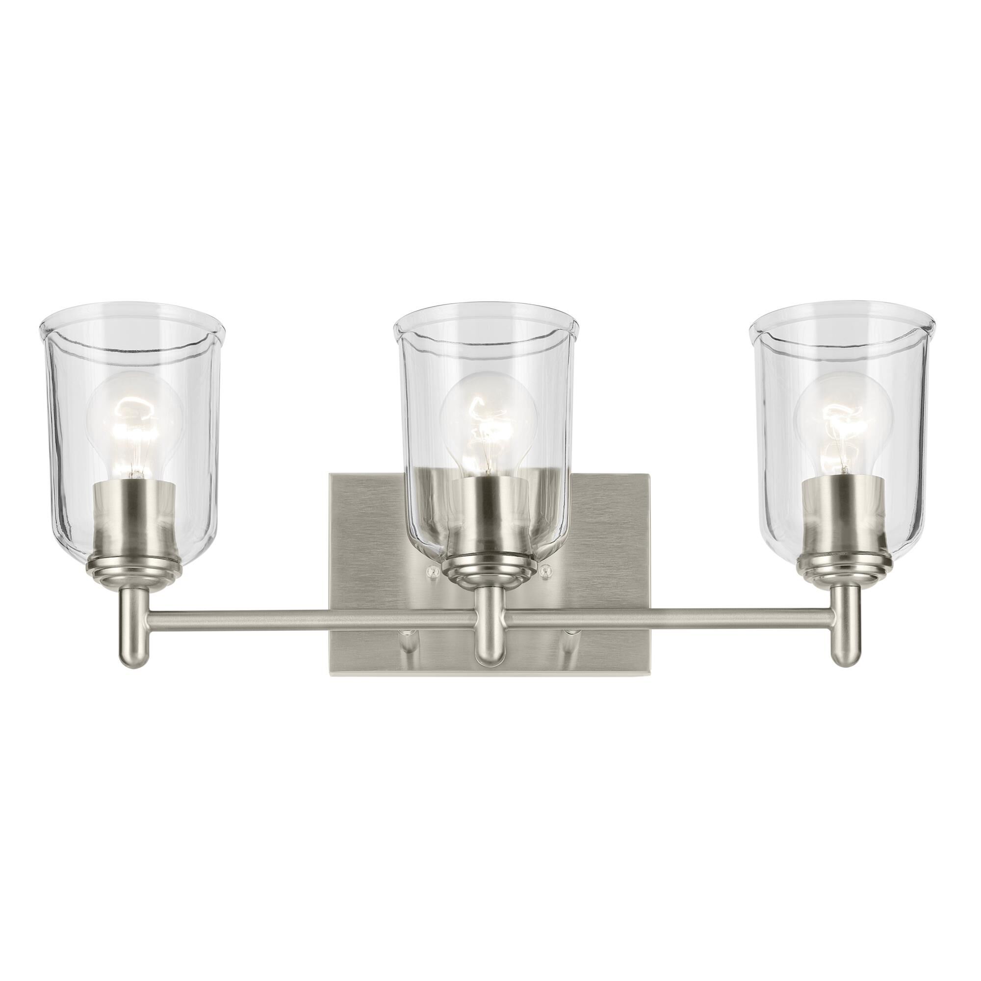 Shown in Brushed Nickel finish and Clear glass