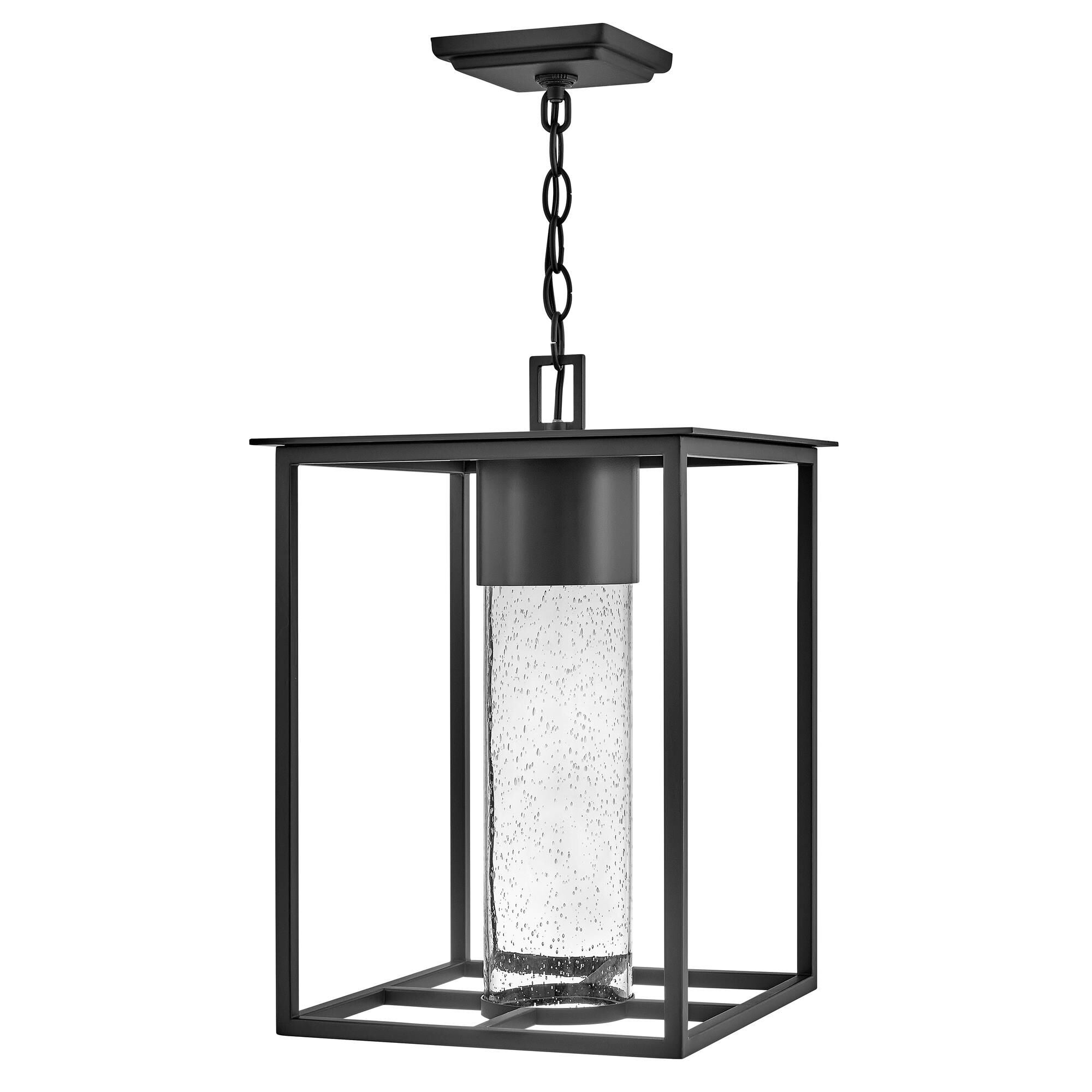 Shown in Black finish and Clear Seedy glass