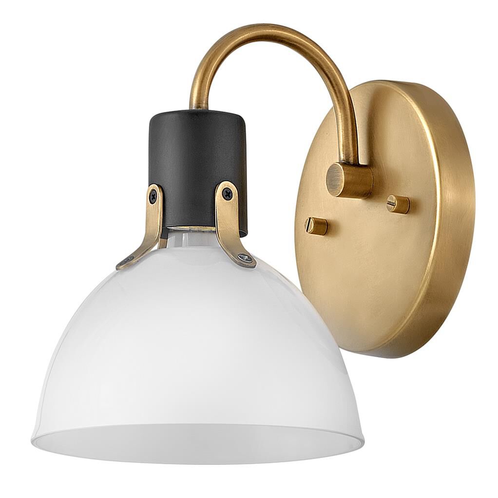 Shown in Heritage Brass with Black Accents finish and Cased Opal glass