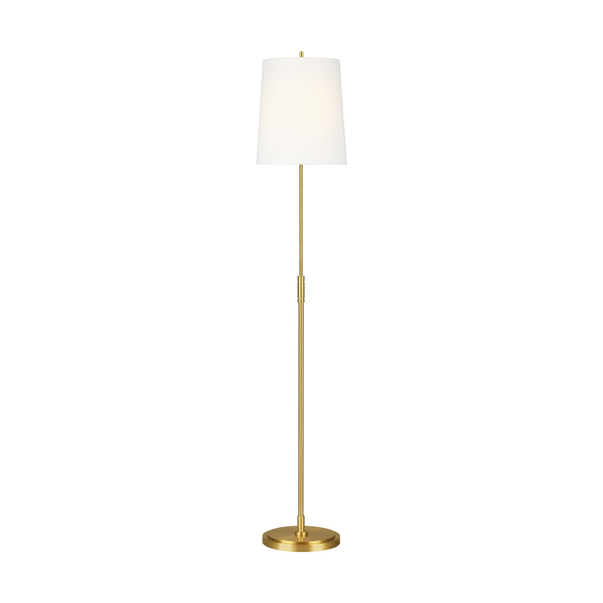 Shown in Burnished Brass finish and White Linenfabric shade
