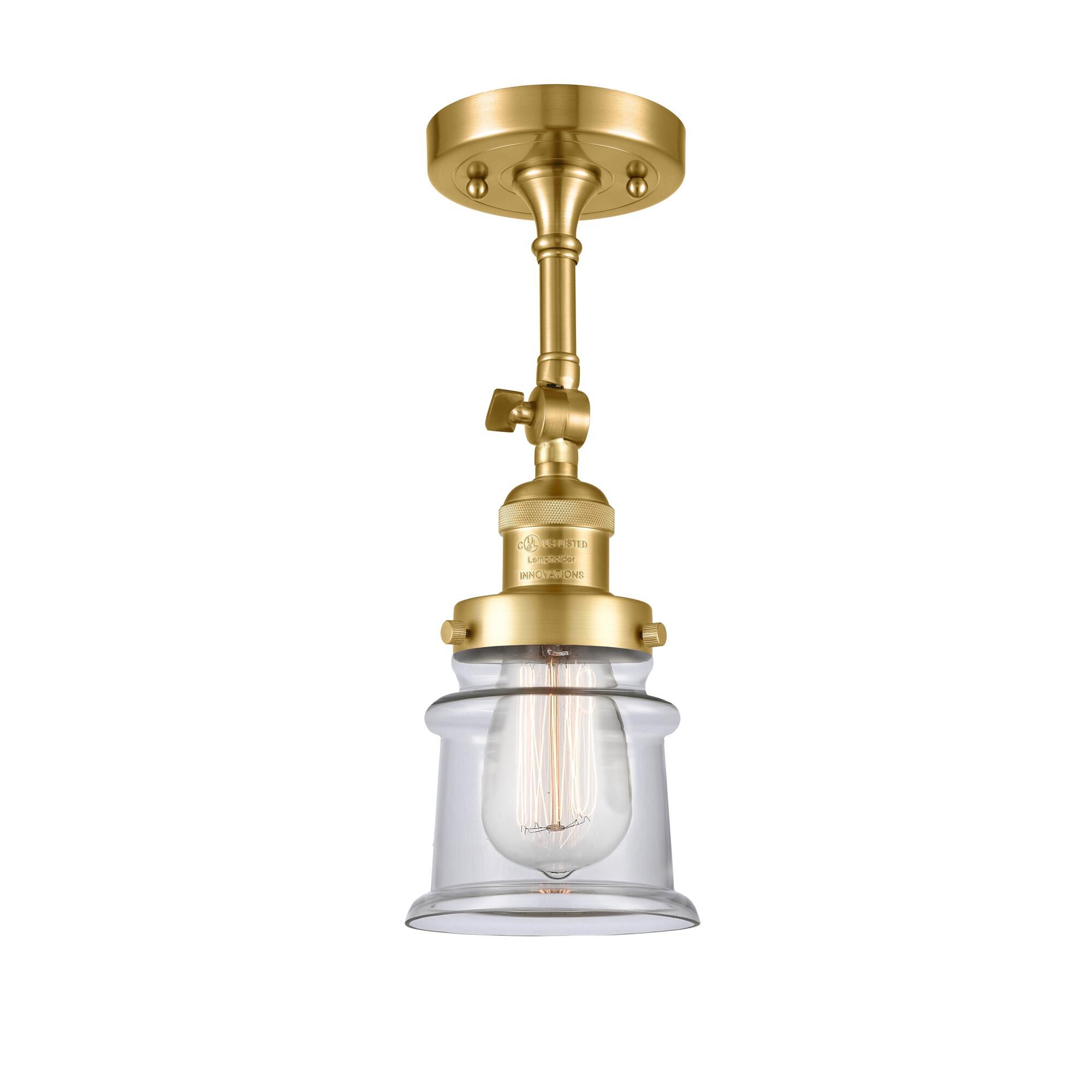 Shown in Satin Gold finish and Clear Canton glass