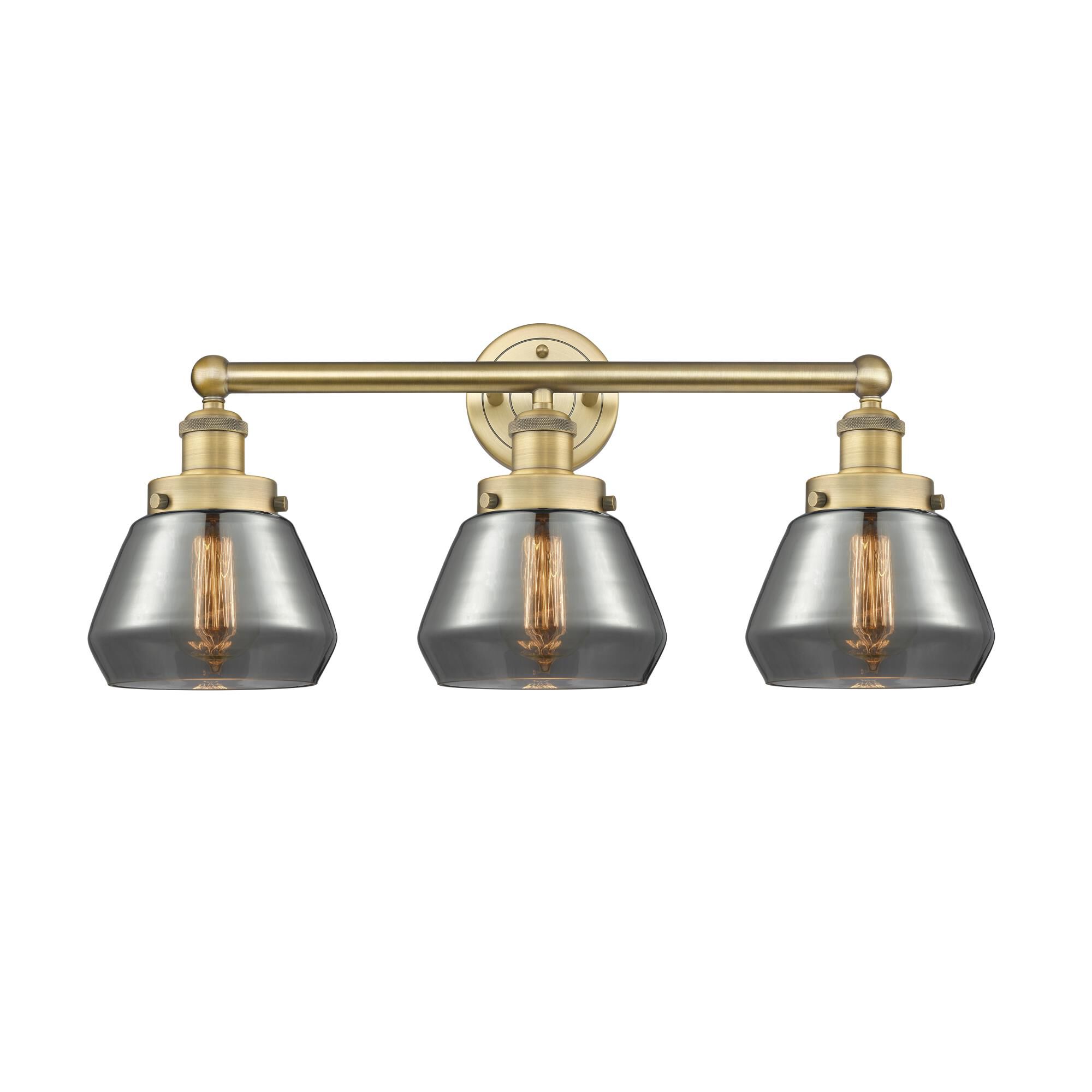 Shown in Brushed Brass finish and Plated Smoke glass