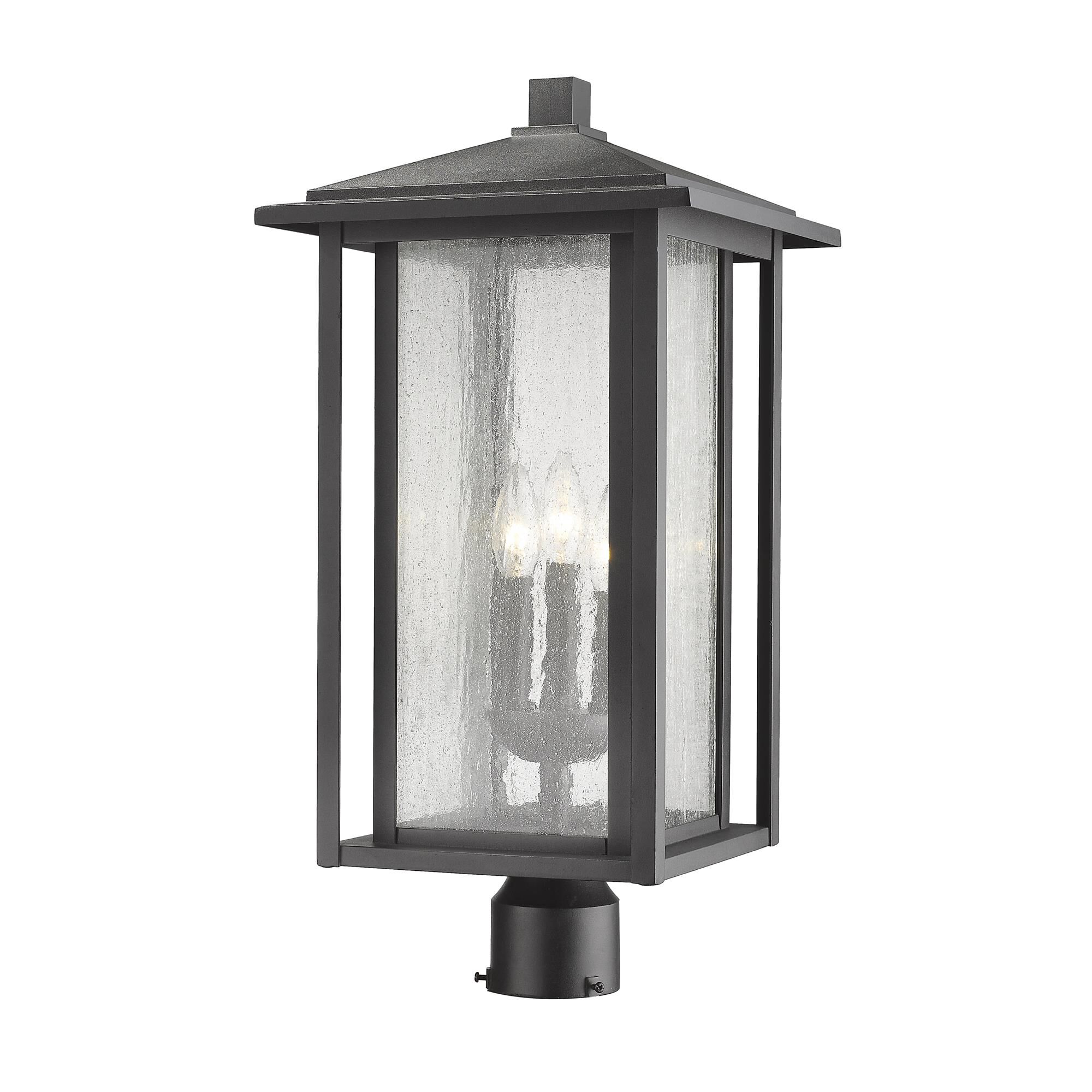 Shown in Black finish and Glass shade