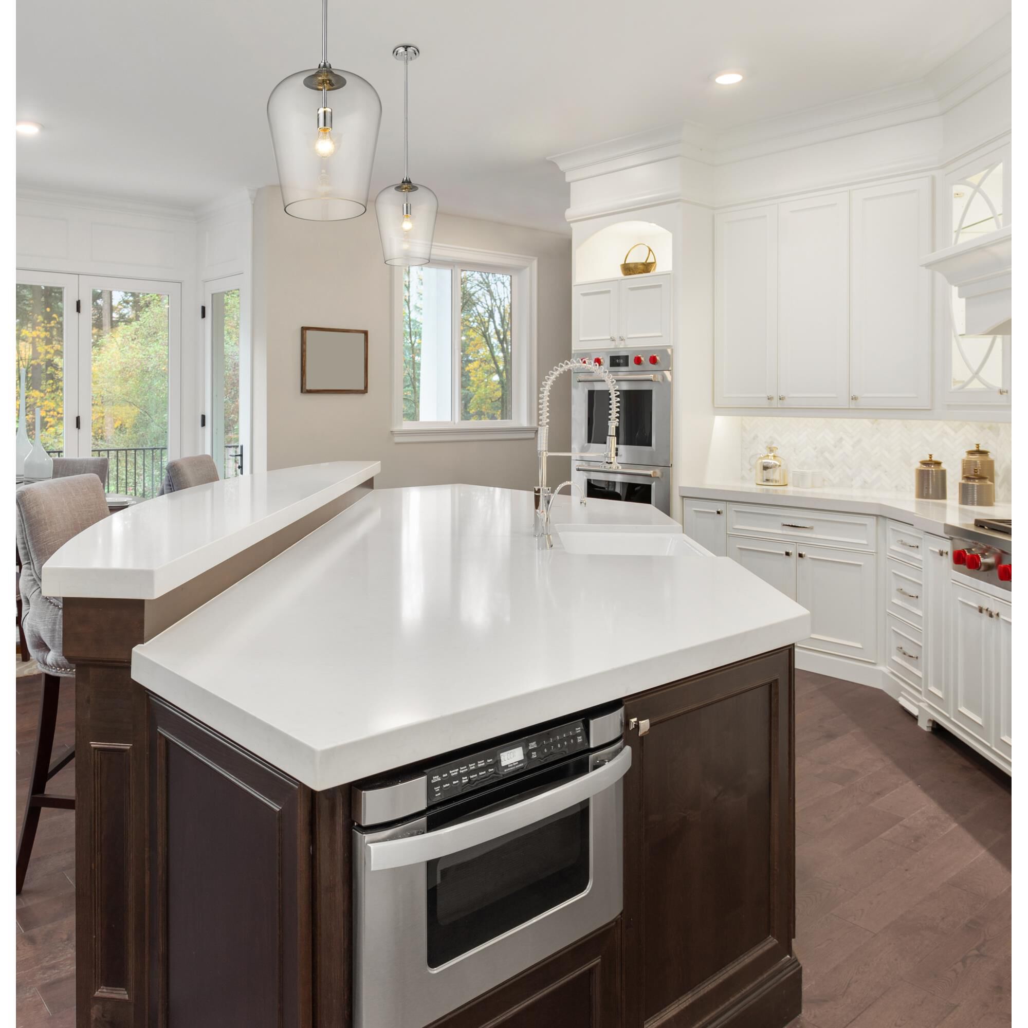 Shown in Chrome finish and Clear glass and No Shade shade