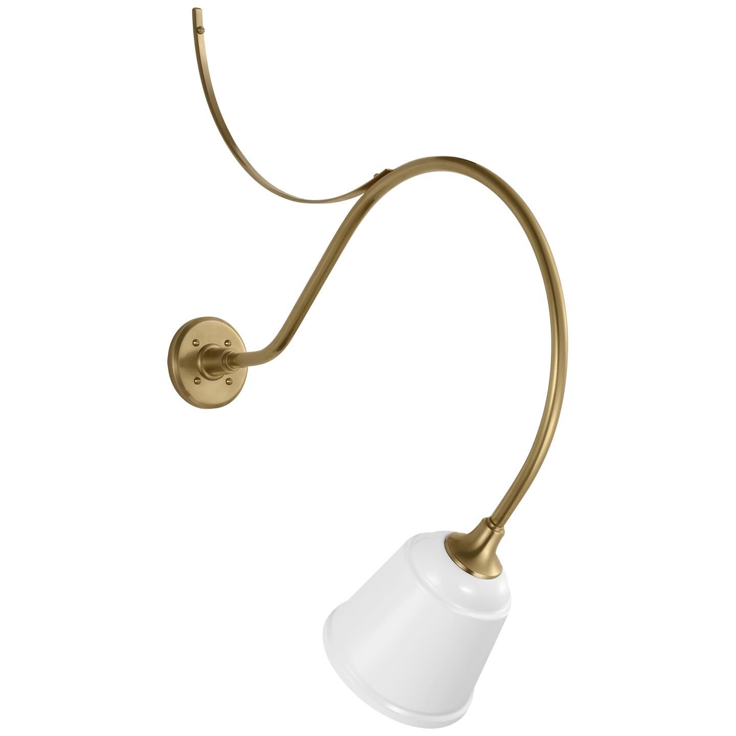 Shown in Hand-Rubbed Antique Brass finish and White Rockhouse shade