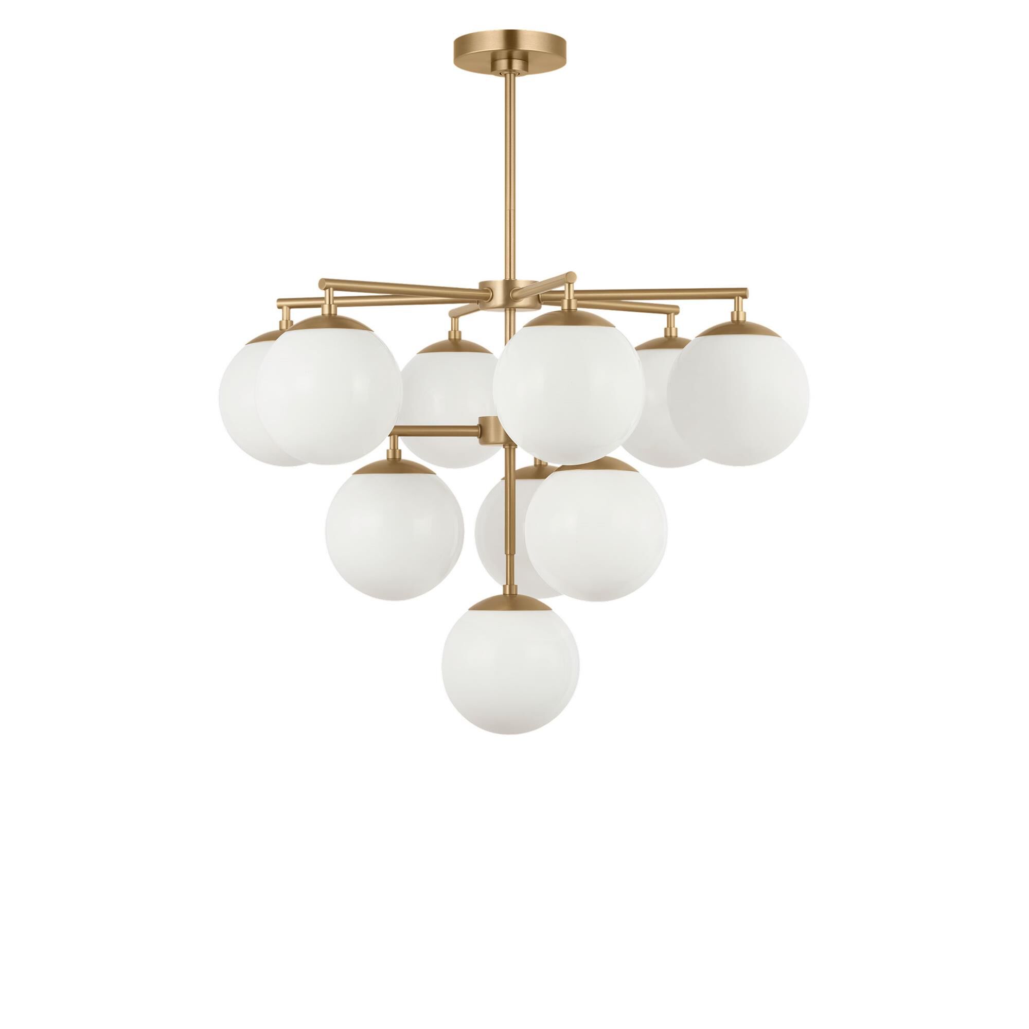 Shown in Satin Brass finish and Clear White glass