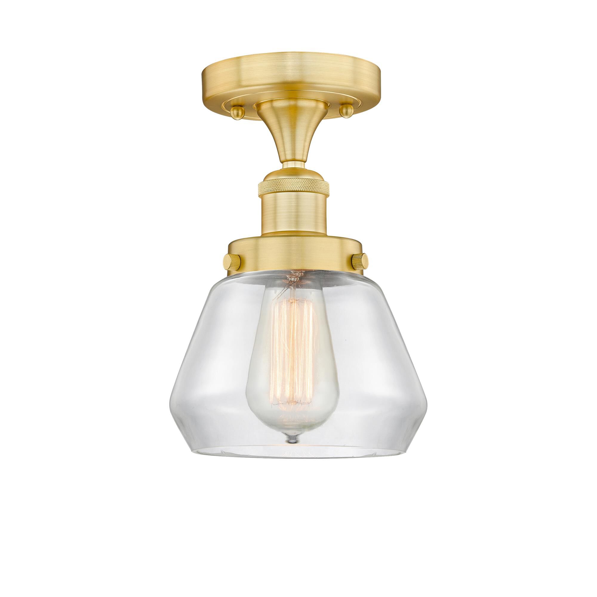 Shown in Satin Gold finish and Clear glass