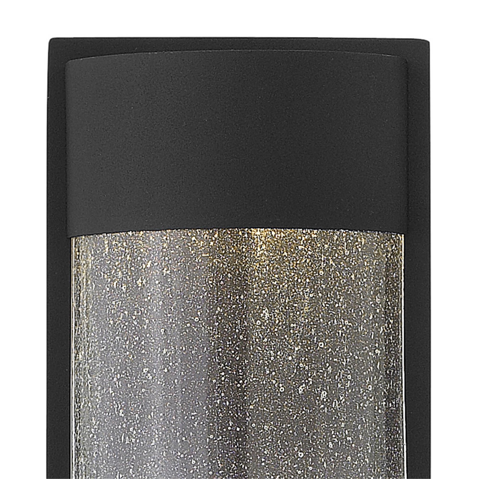 Shown in Black finish and Clear Seedy glass