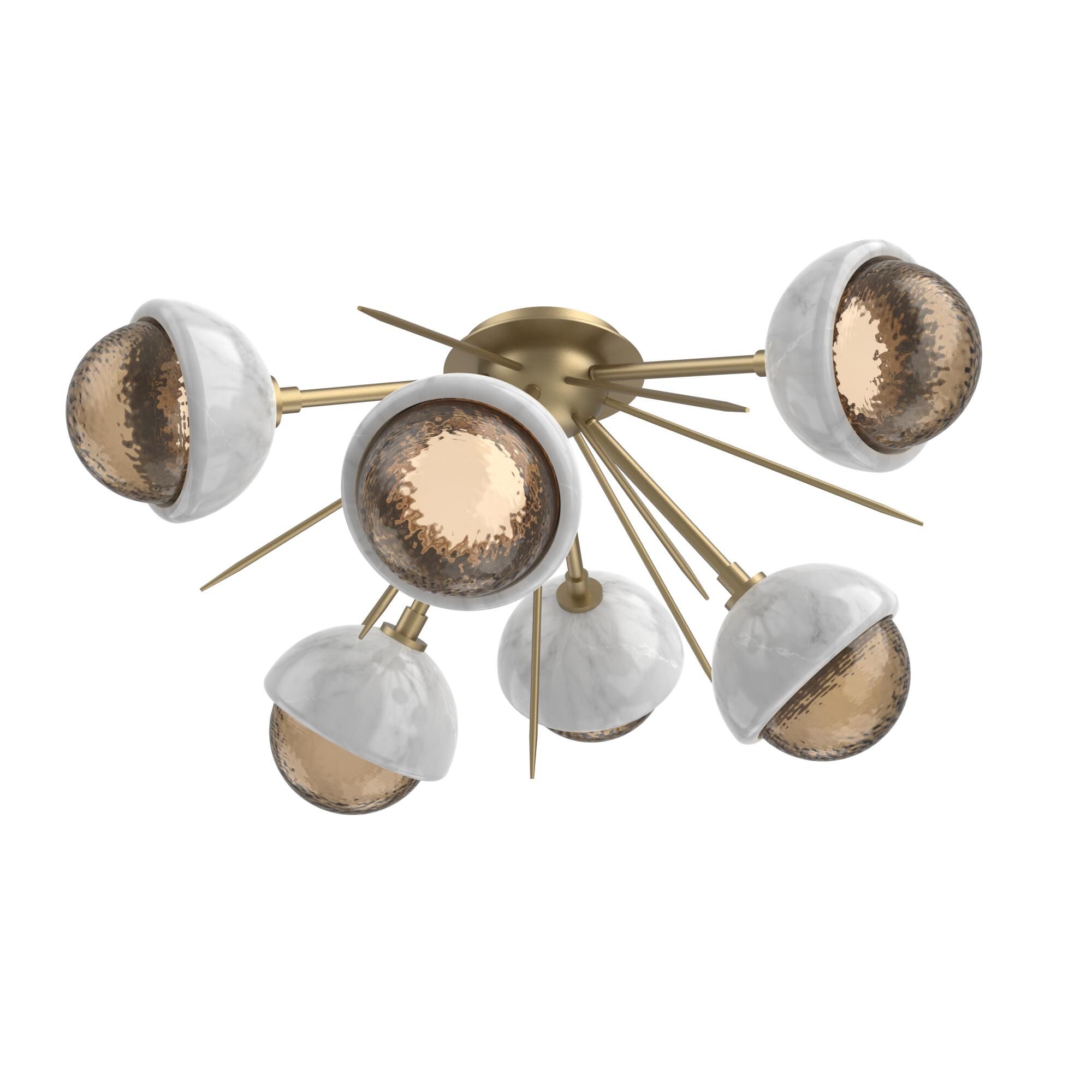 Shown in Novel Brass finish and Bronze glass and White Marble accent