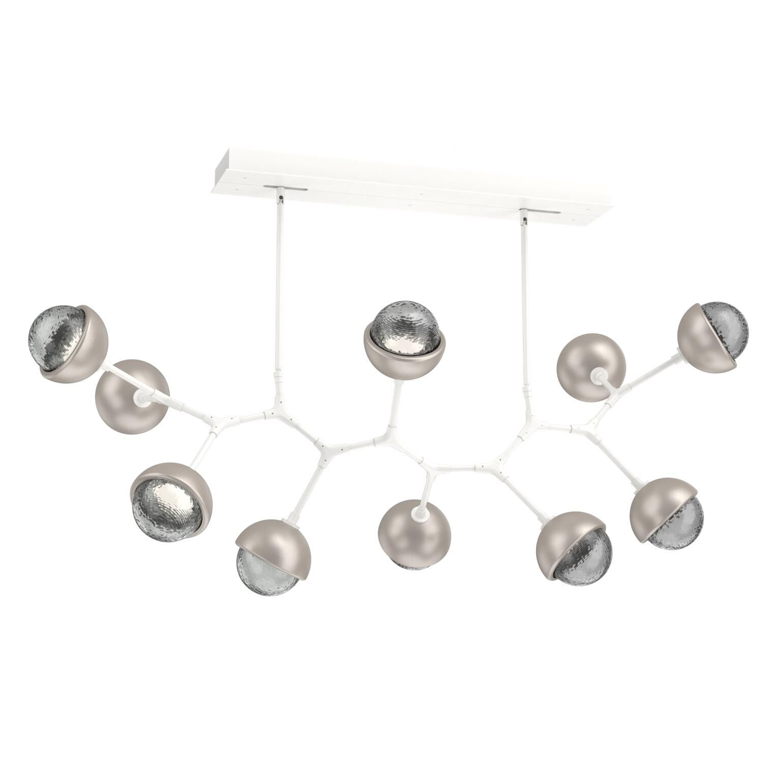 Shown in Salt White finish and Smoke glass and Beige Silver accent