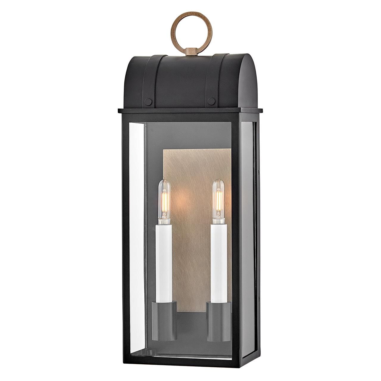 Shown in Black finish and Clear glass and Burnished Bronze accent