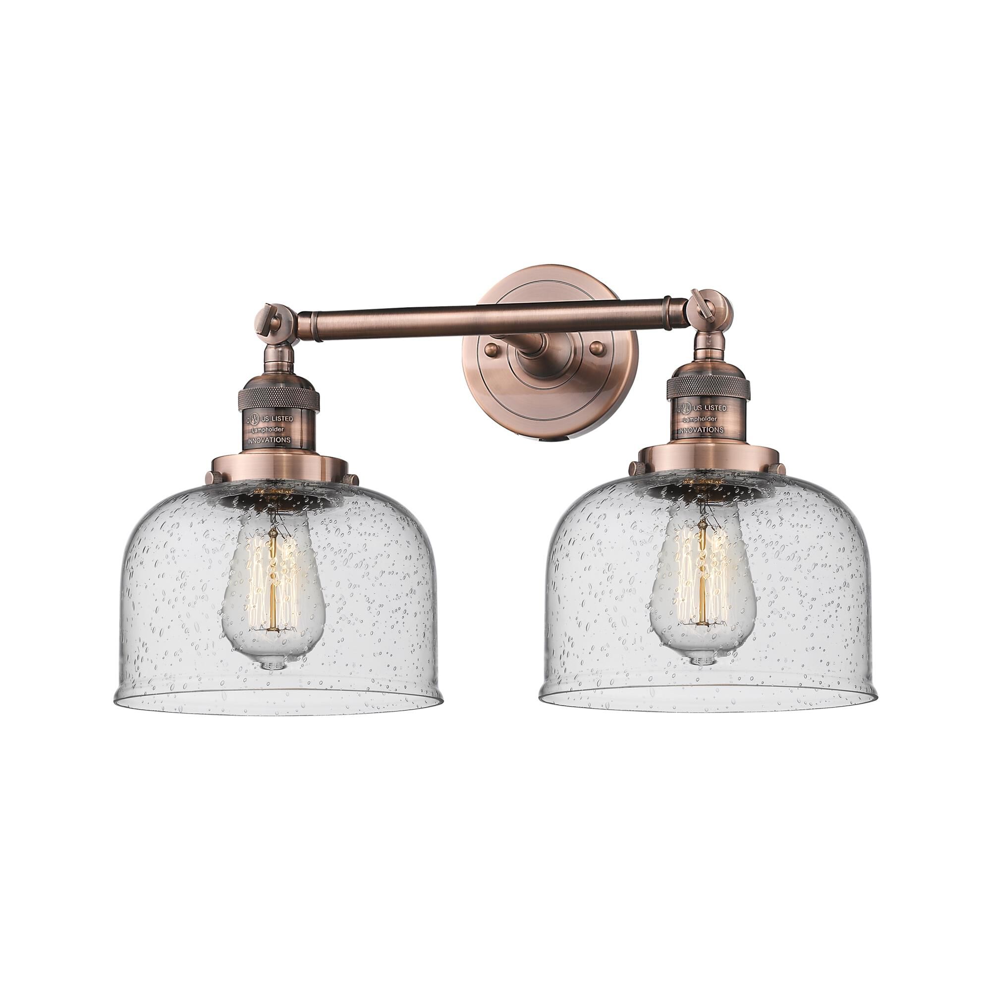 Shown in Antique Copper finish and Seedy glass