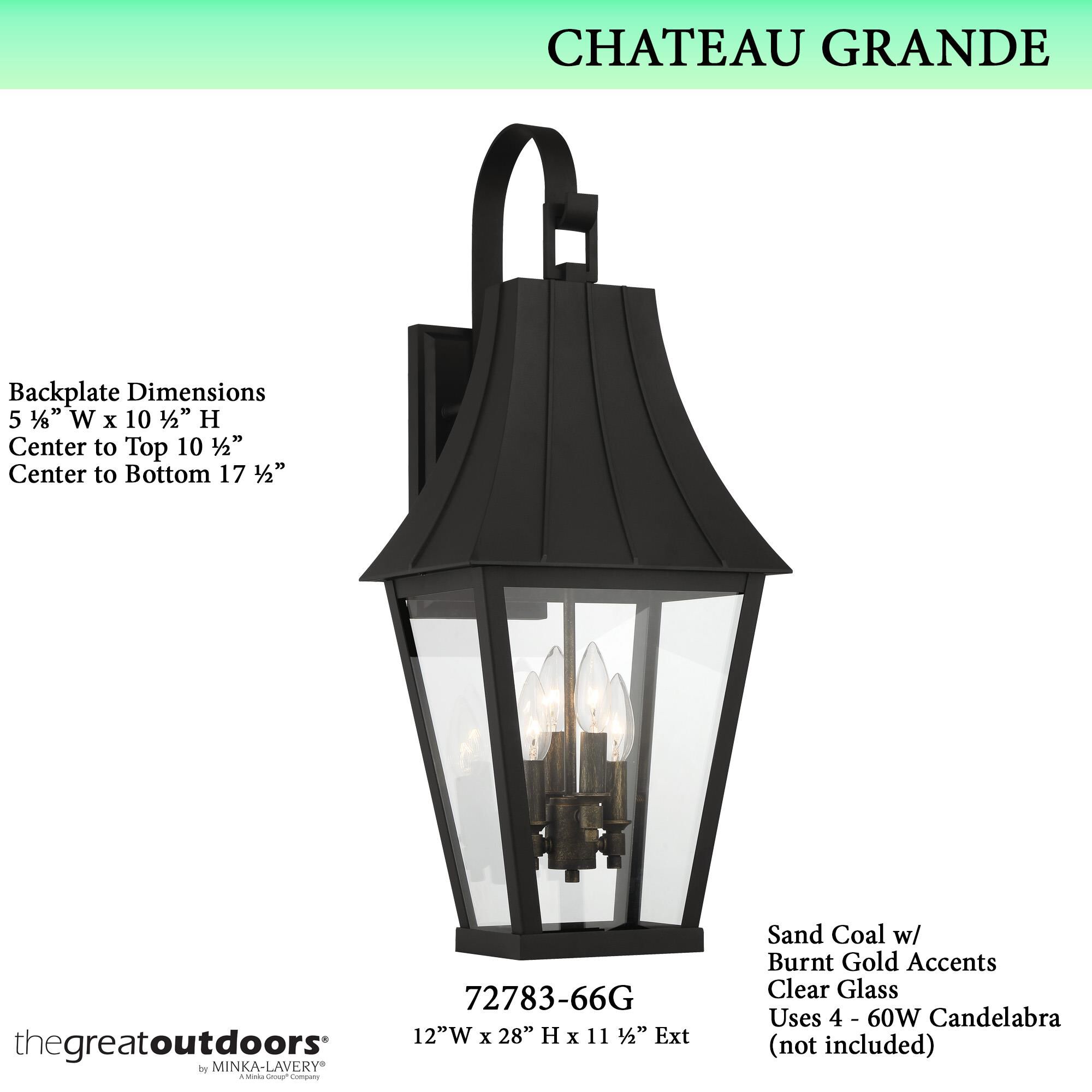 Chateau Grande 28 Inch Tall 4 Light Outdoor Wall Light by Minka Lavery