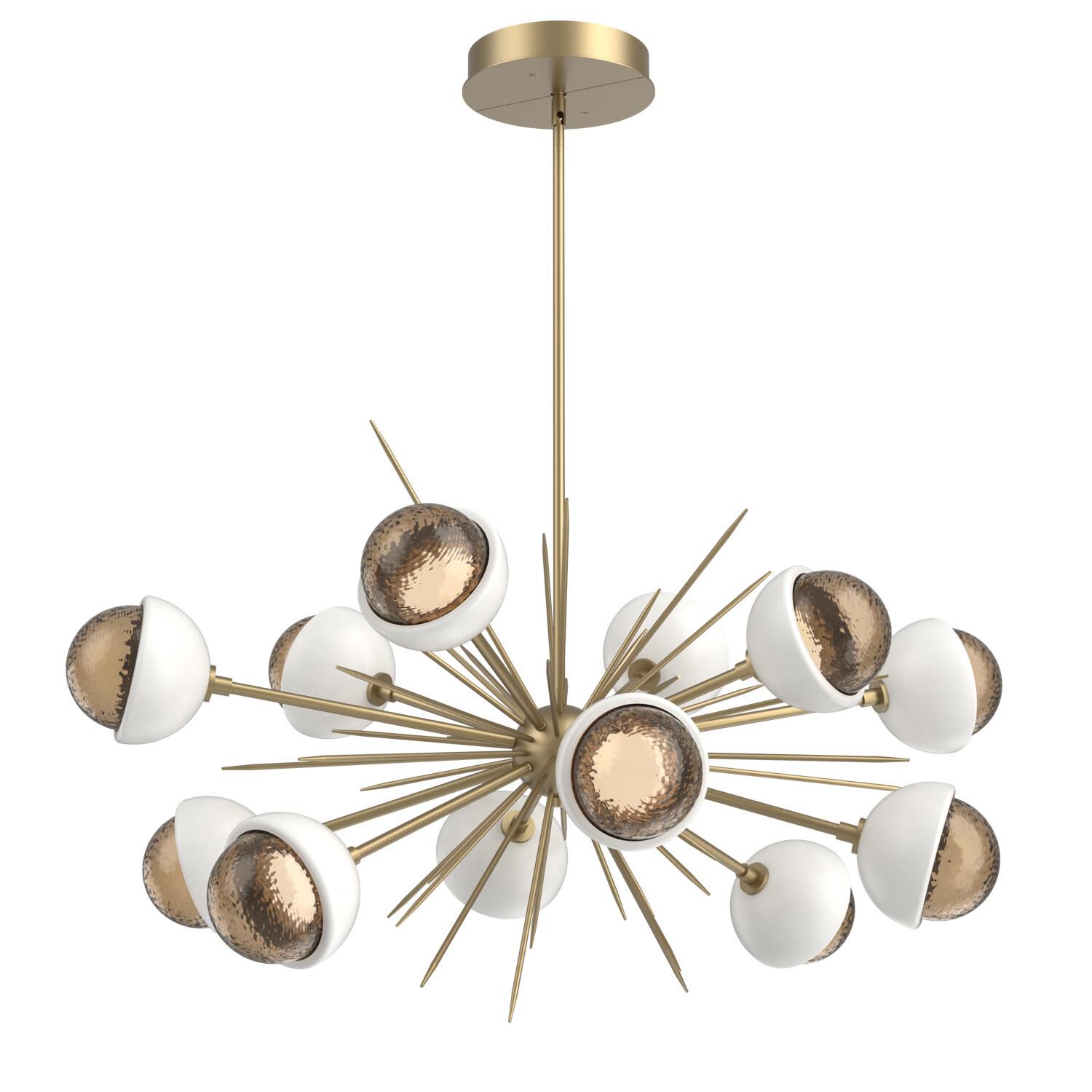 Shown in Gilded Brass finish and Bronze glass and Salt White accent