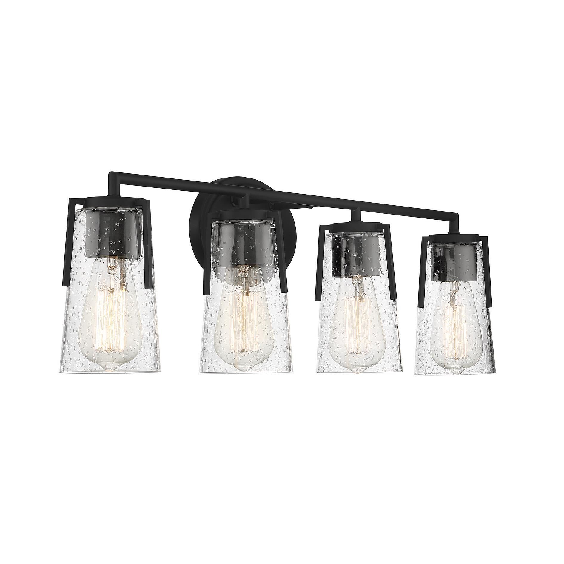 Shown in Black finish and Clear Seeded glass