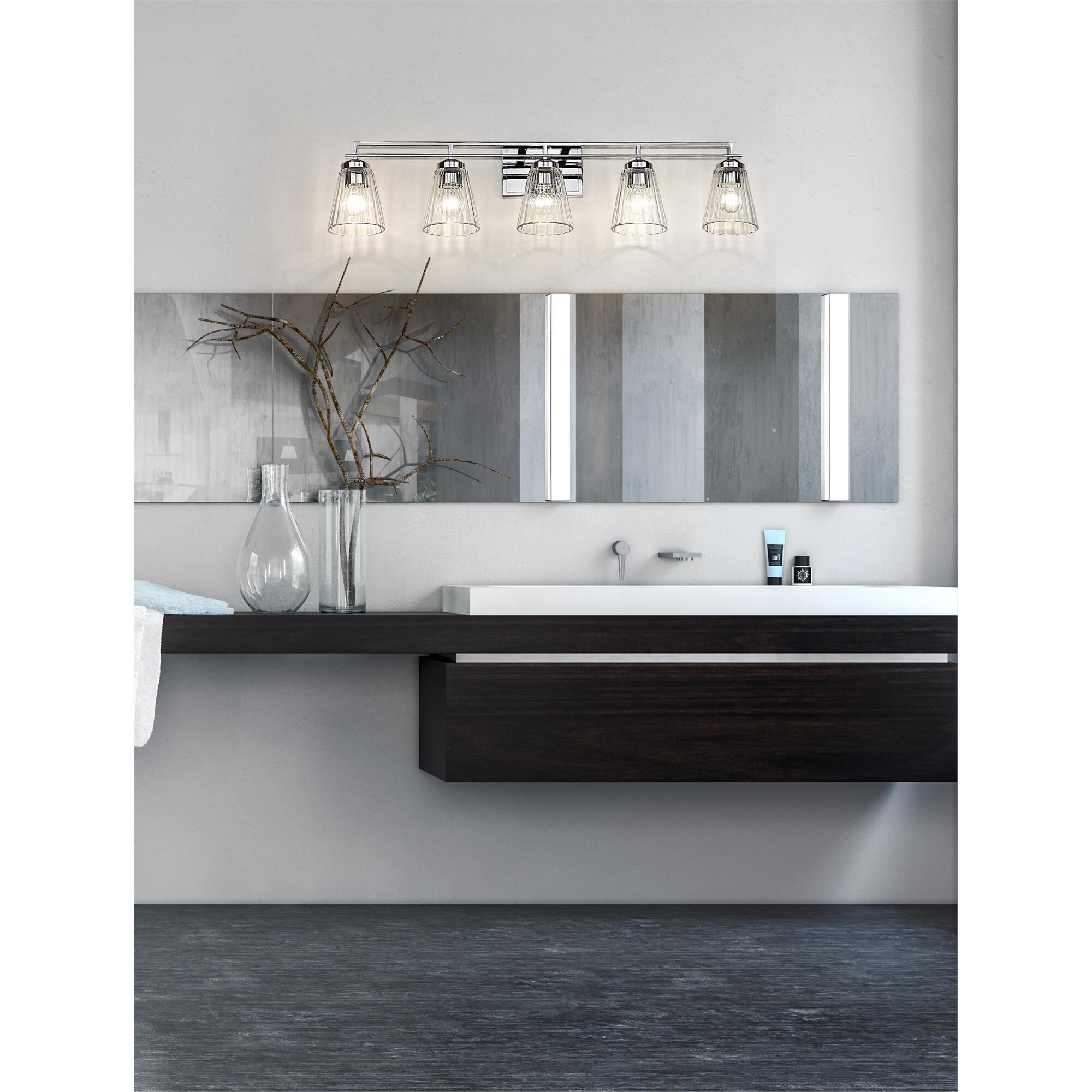 Shown in Chrome finish and Clear glass