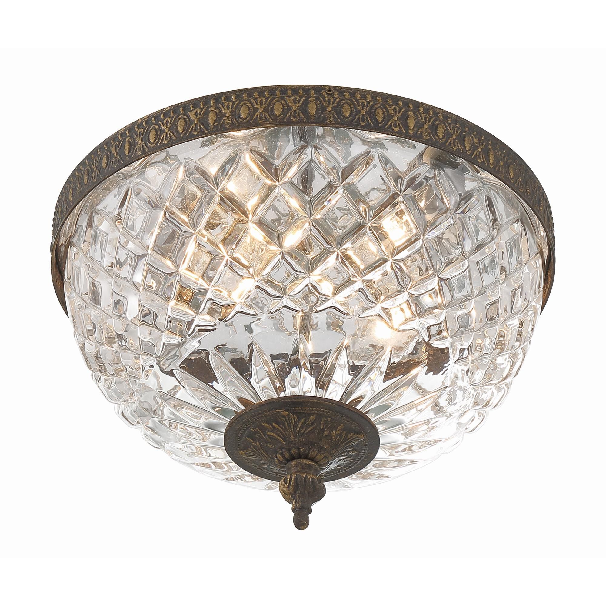 Shown in English Bronze finish and Lead Crystal glass and Lead Crystal shade
