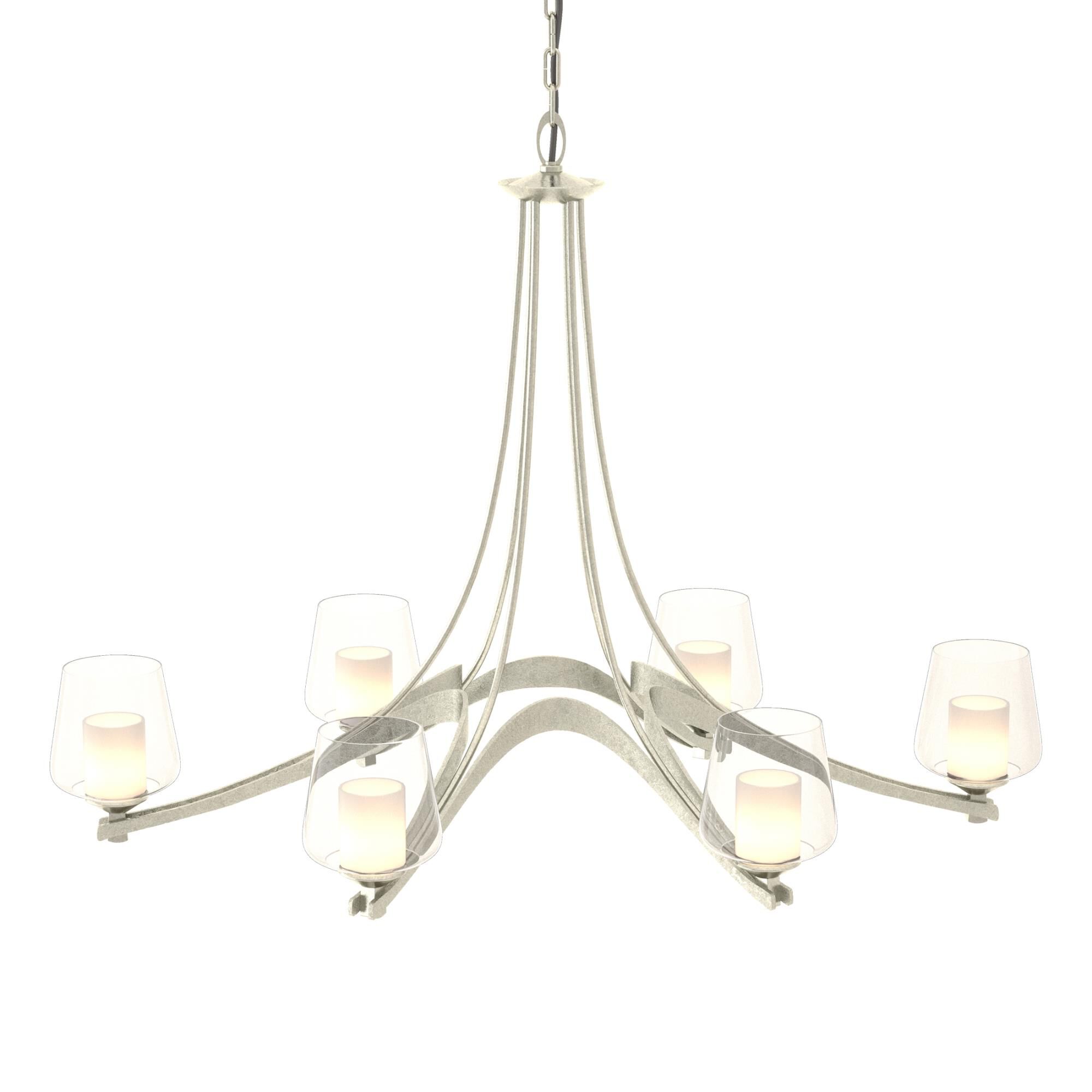 Shown in Sterling finish and Opal And Clear glass