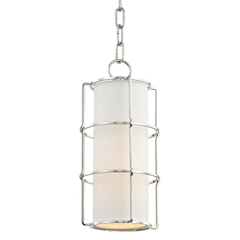 Shown in Polished Nickel finish and Off White Linen shade