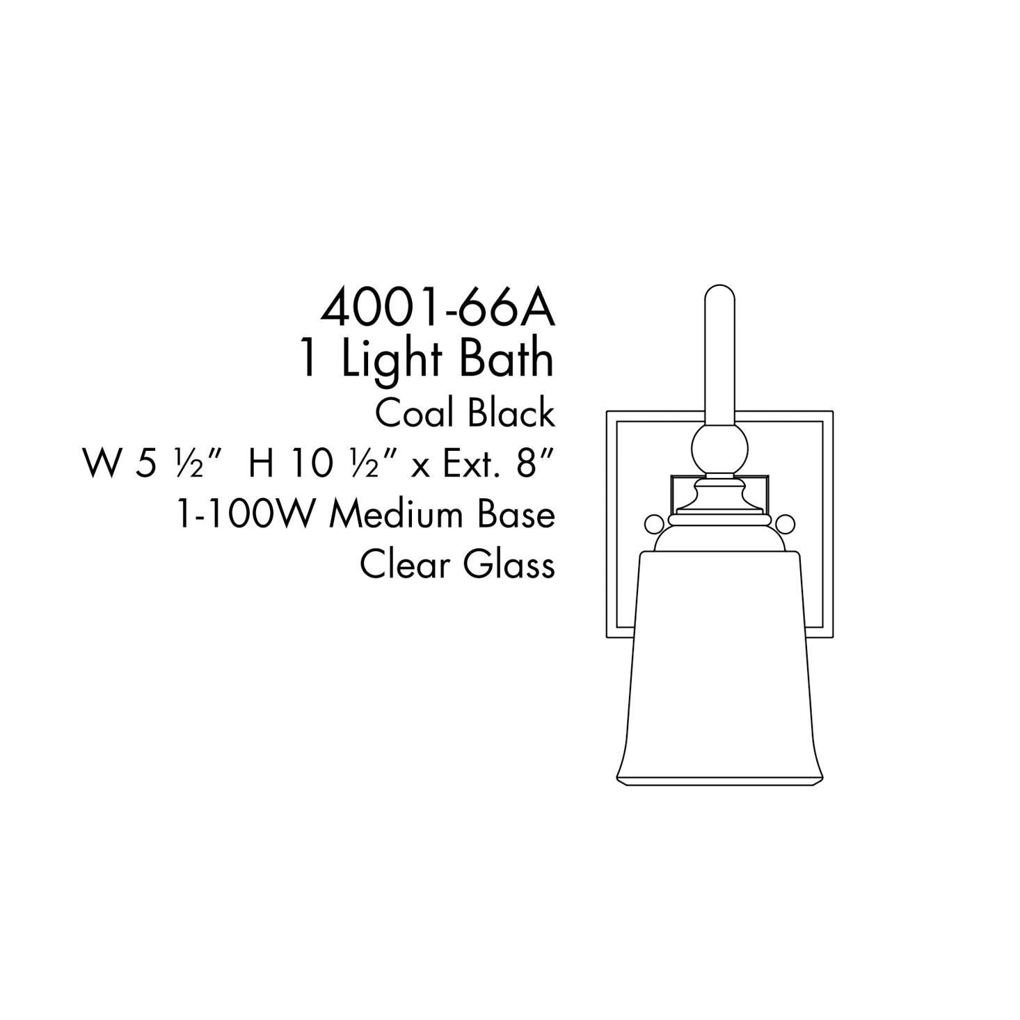 Shown in Coal finish and Clear glass