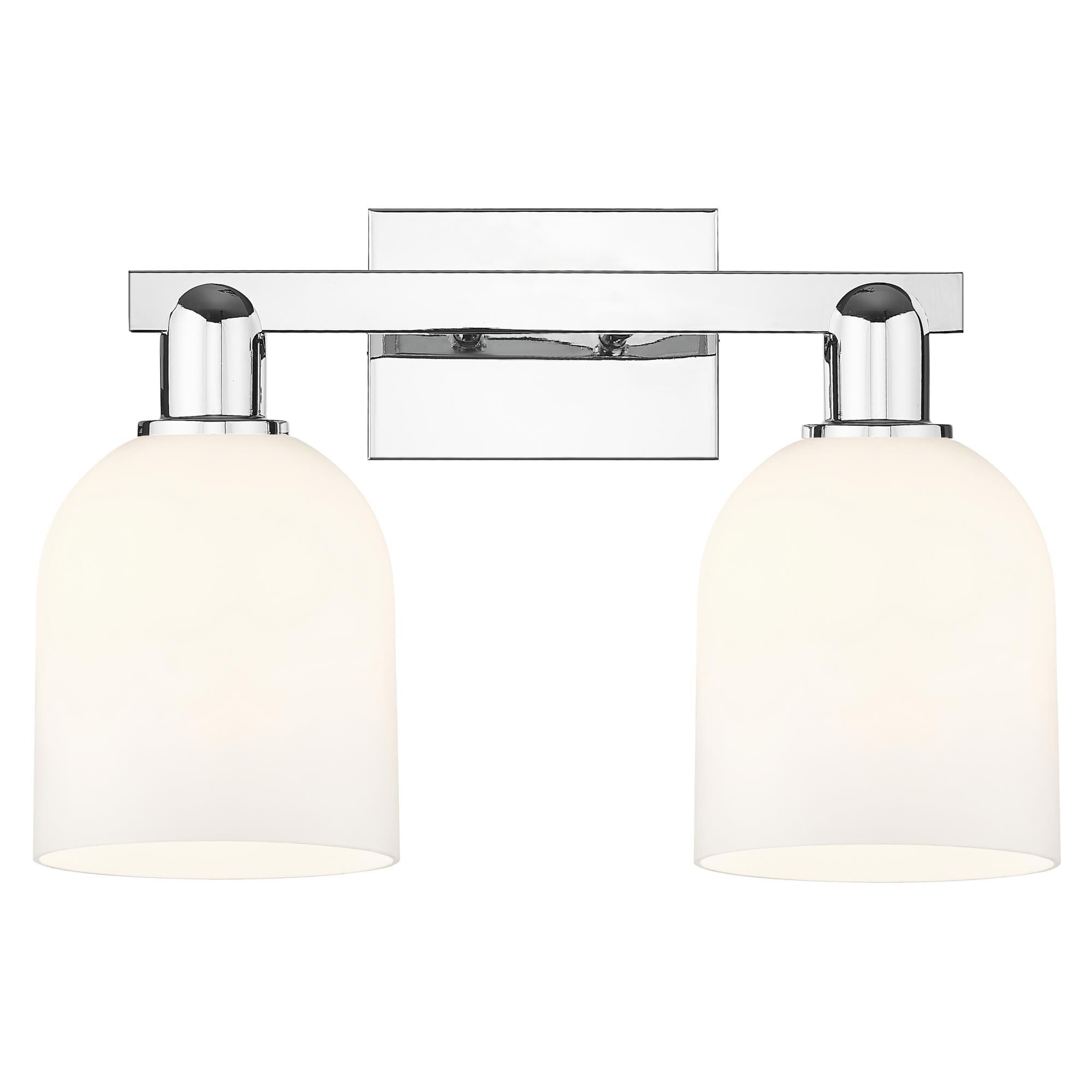 Shown in Polished Chrome finish and White glass