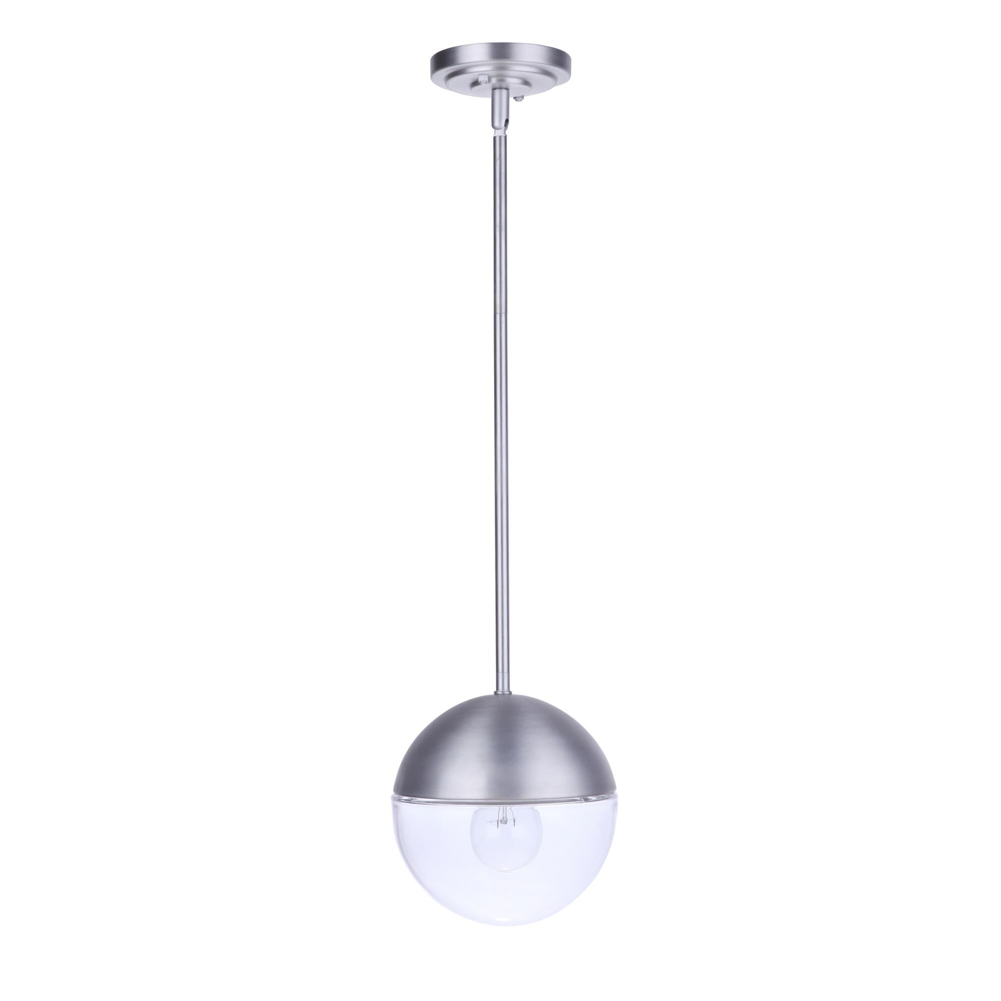 Shown in Satin Aluminum finish and Clear glass and Glass shade