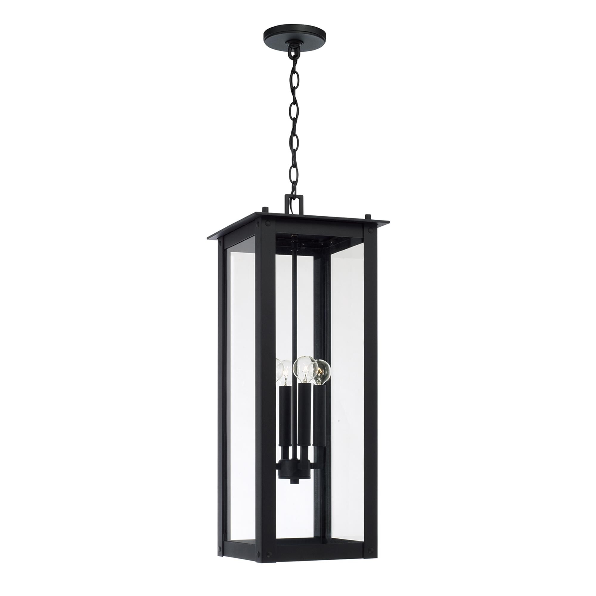 Shown in Black finish and Clear glass