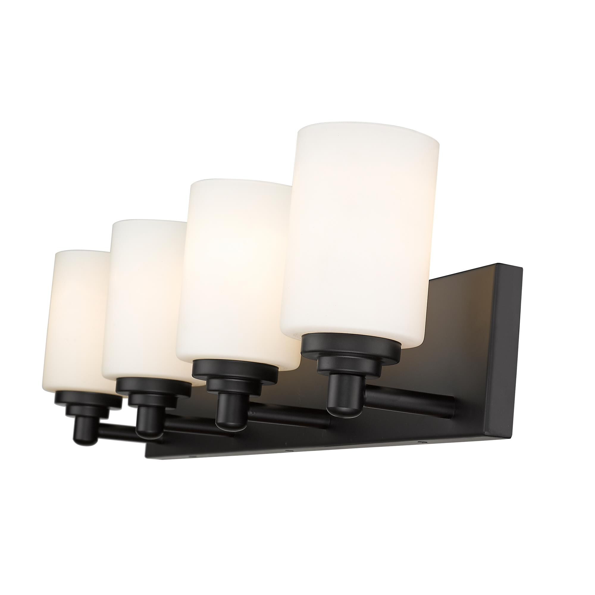 Shown in Matte Black finish and Glass shade
