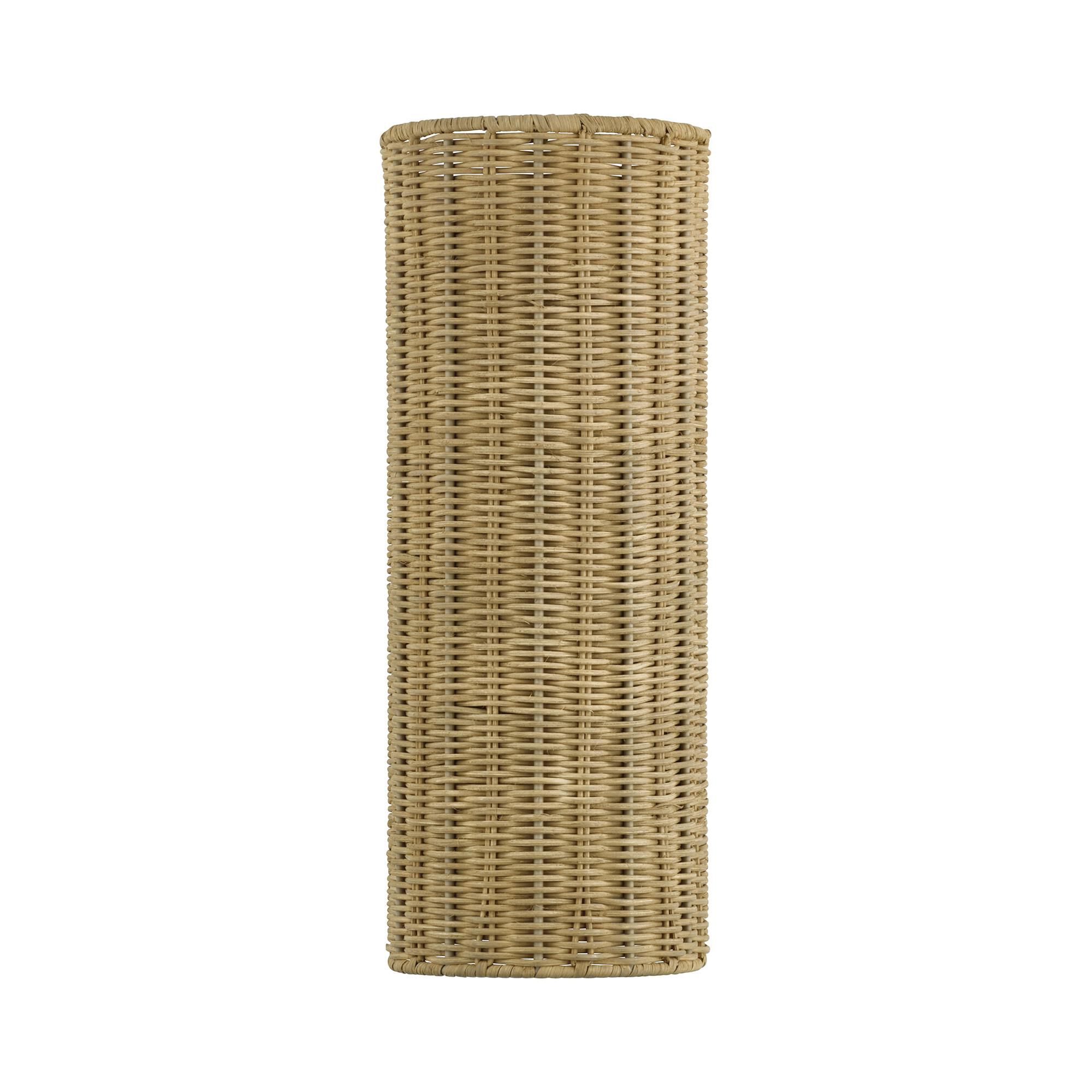 Shown in Antique Gold Leaf finish and Hand-Woven Rustic Walnut Color Rattan shade