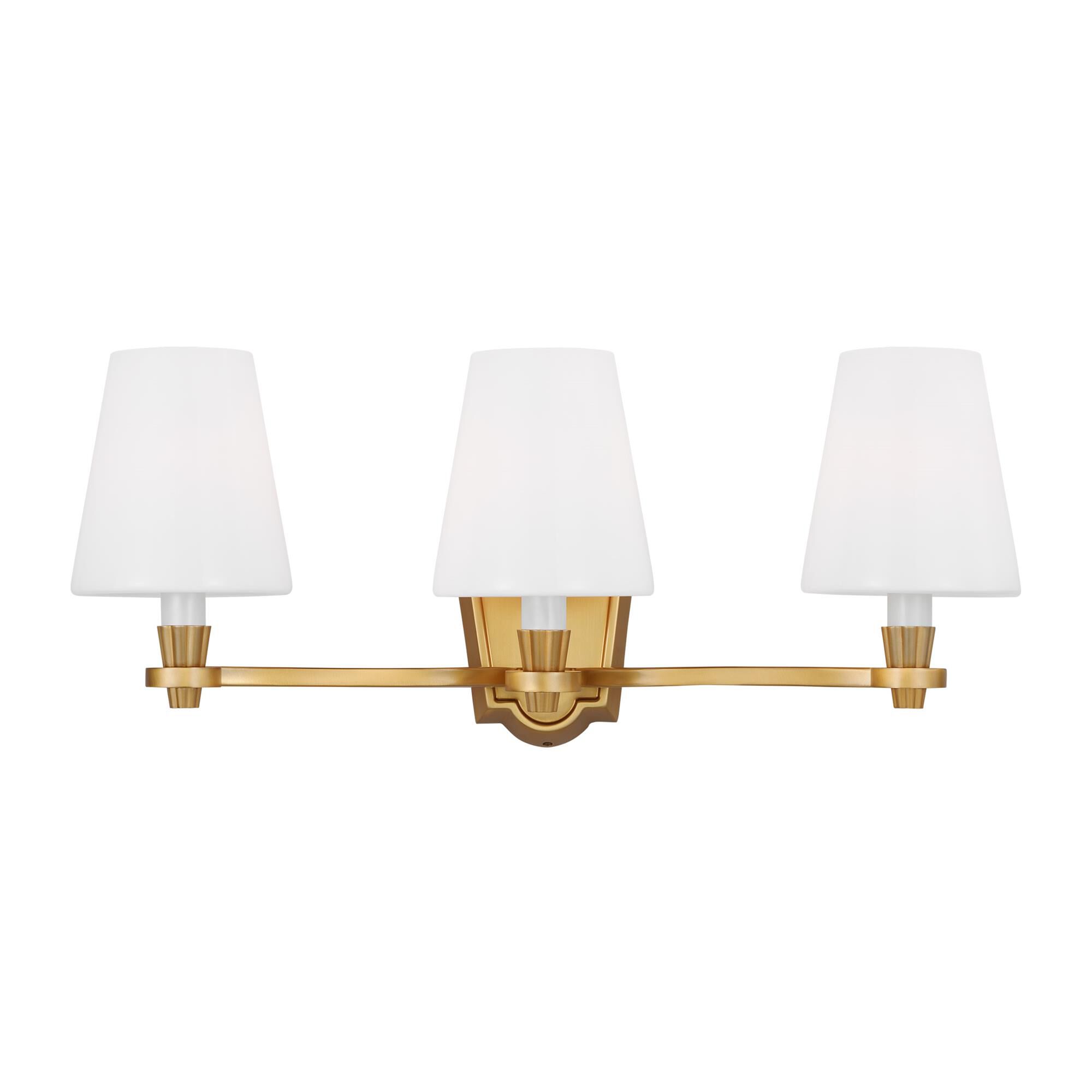 Shown in Burnished Brass finish and Milk White Glass s shade