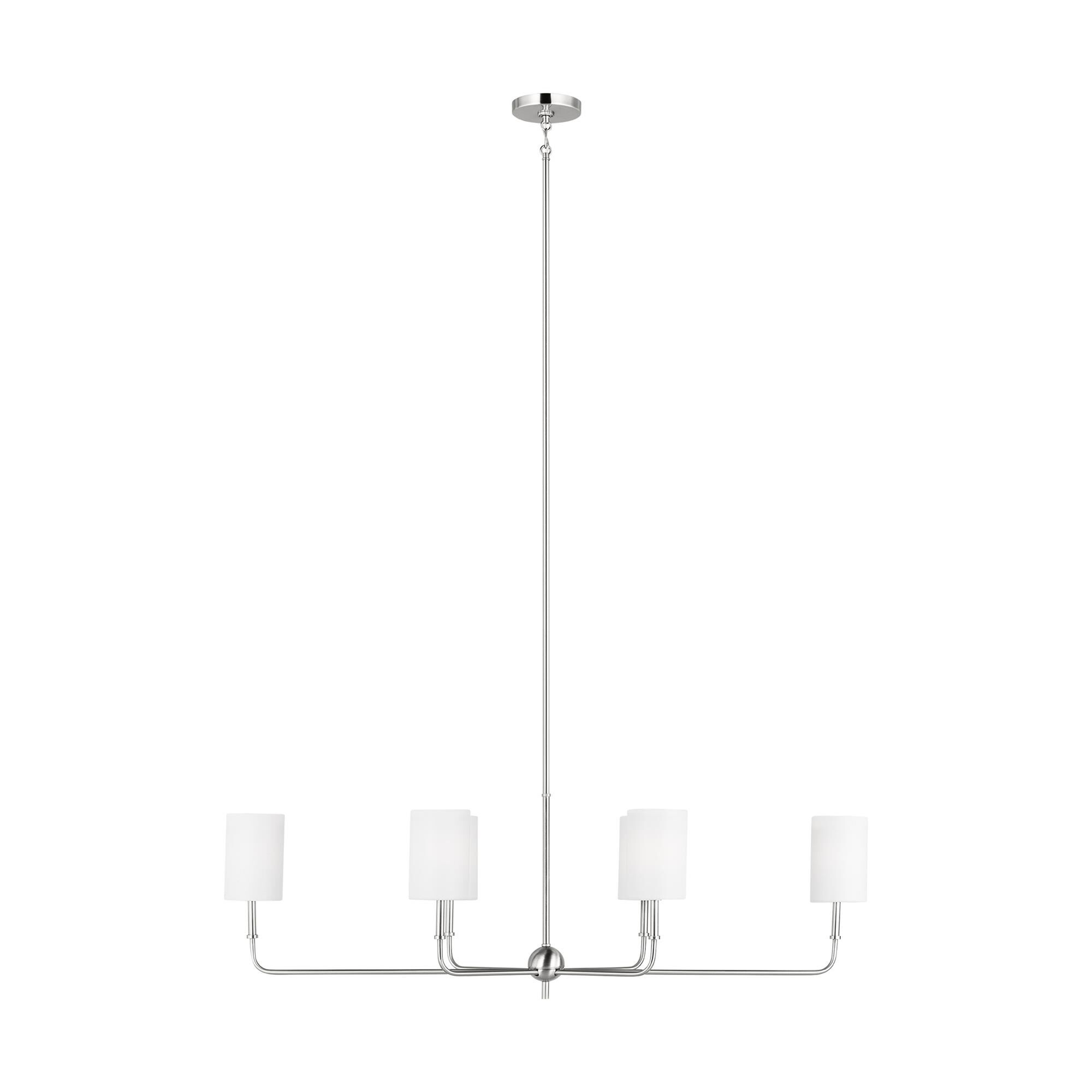 Shown in Brushed Nickel Silver finish and White Linen glass and White Linen Fabric s shade