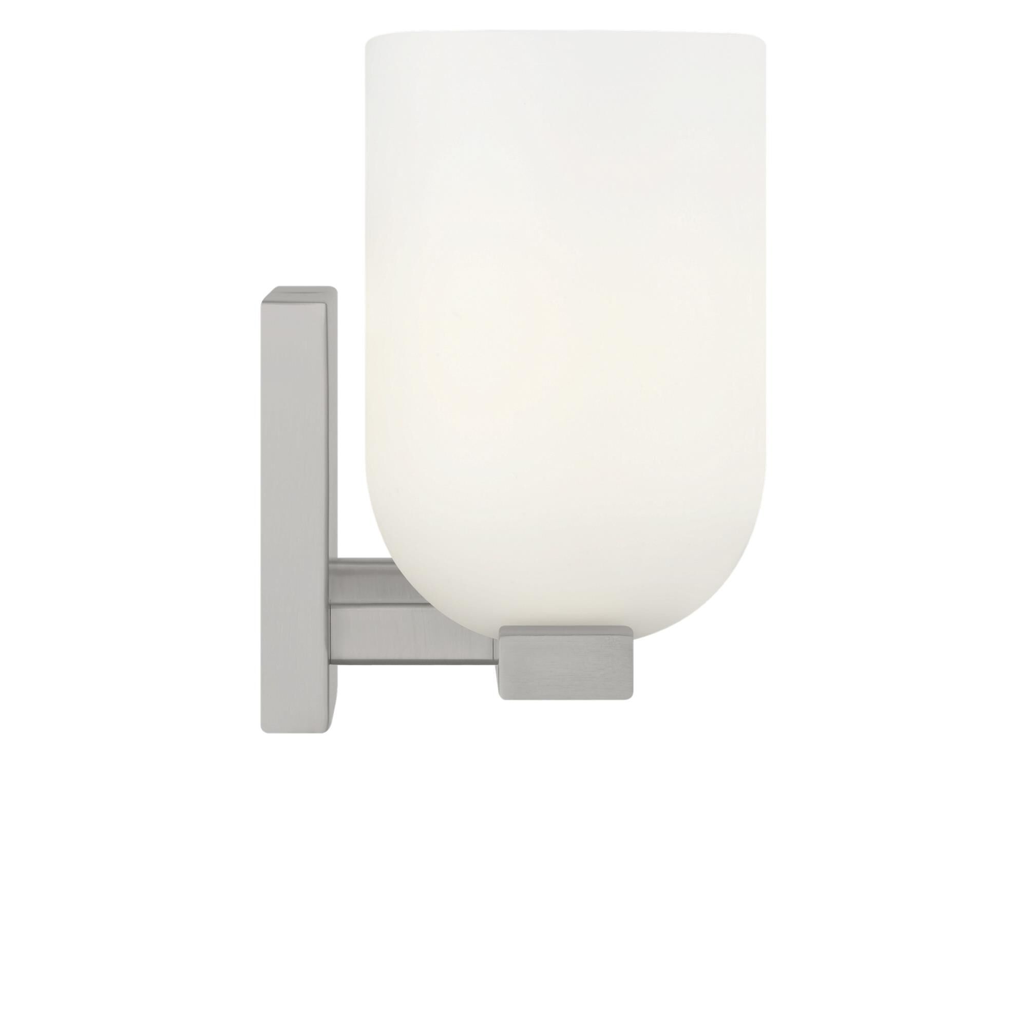 Shown in Brushed Nickel finish and Etched White glass