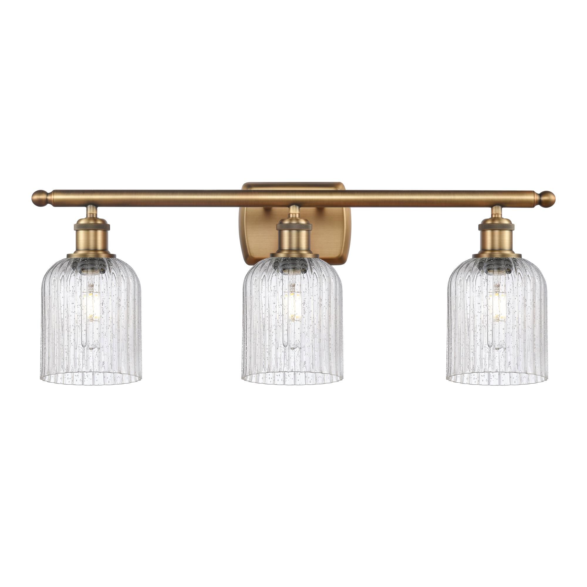 Shown in Brushed Brass finish and Seedy shade